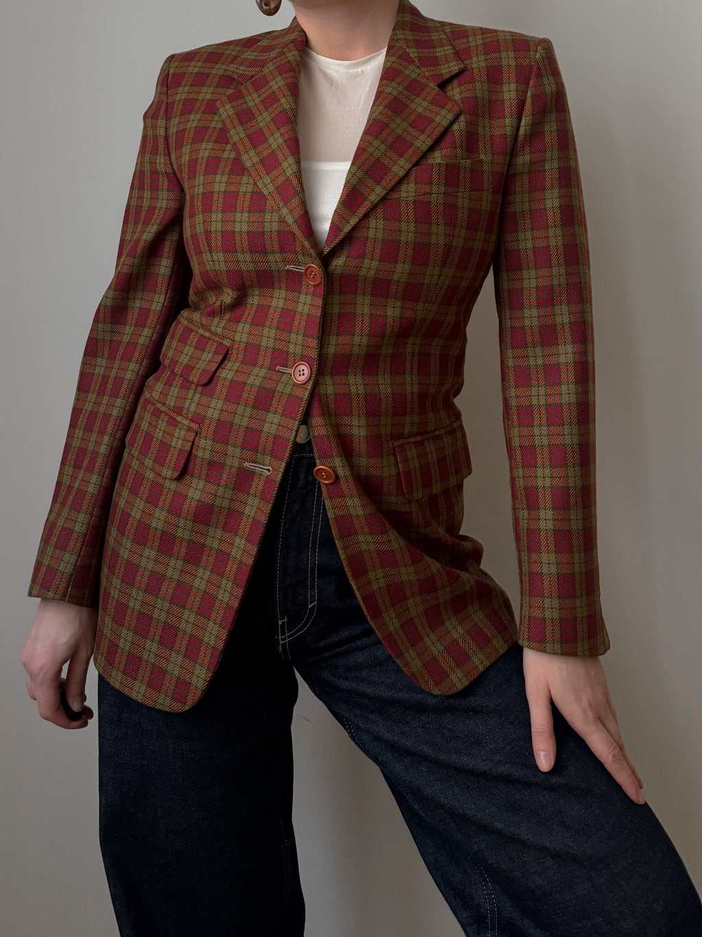 Pure wool check blazer