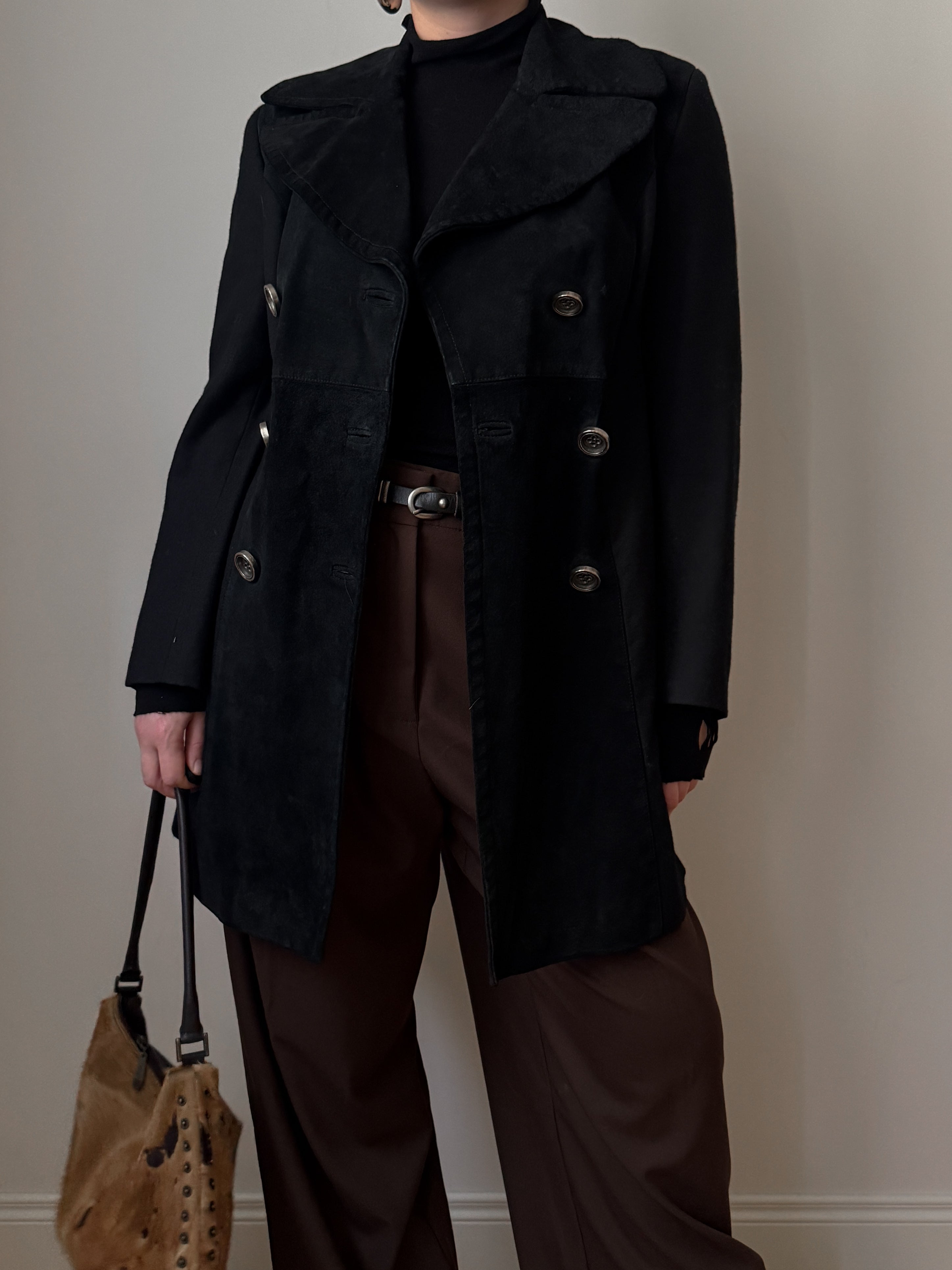 Suede and wool black jacket