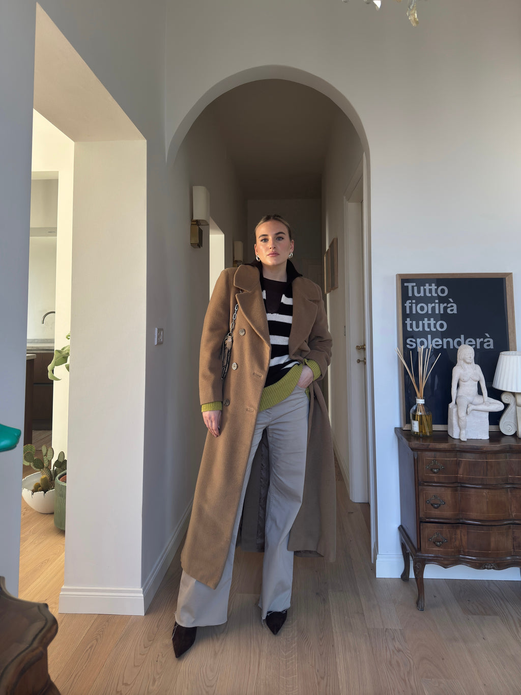 Pure wool camel long coat