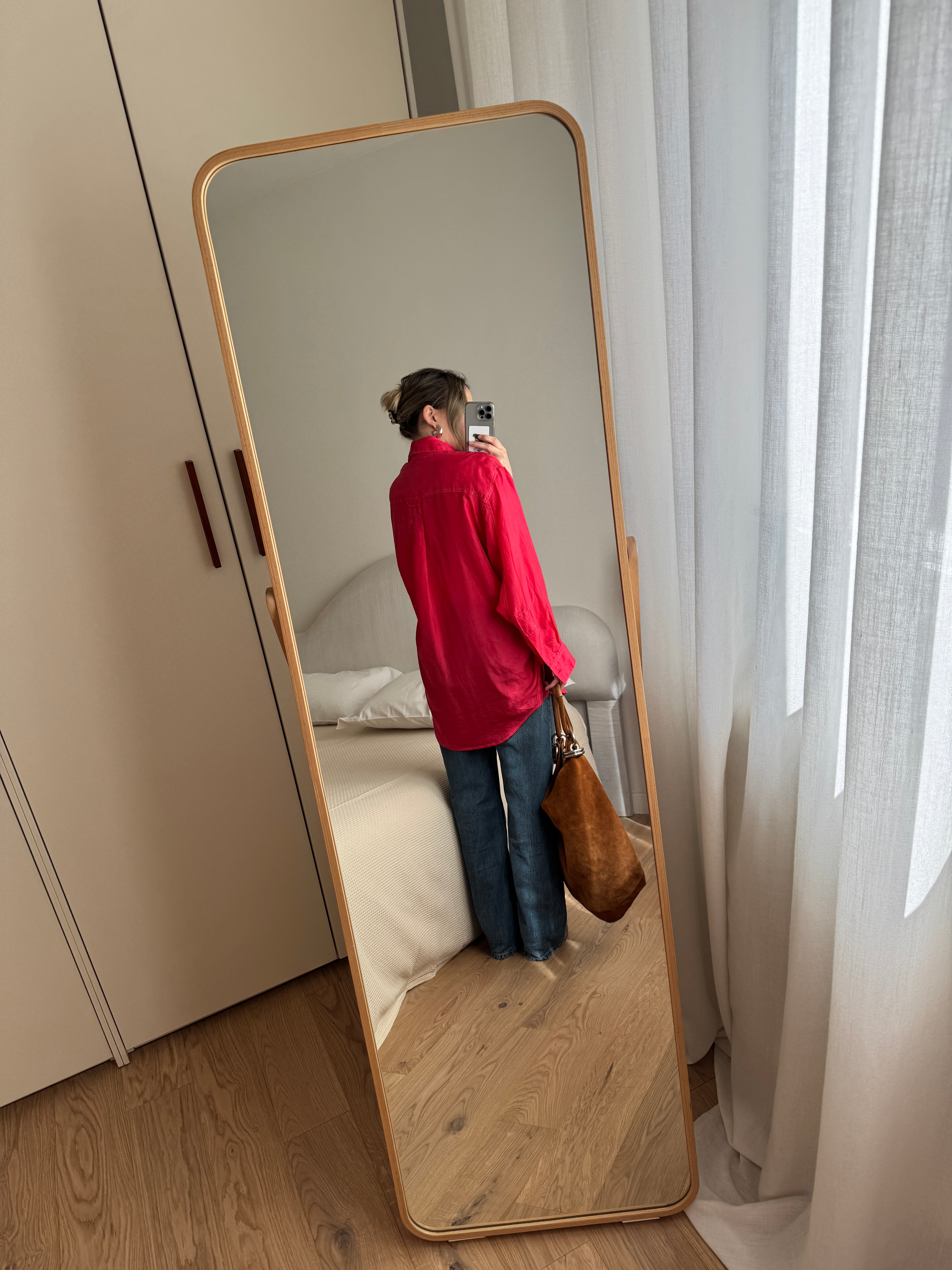 Pure silk strawberry maxi shirt