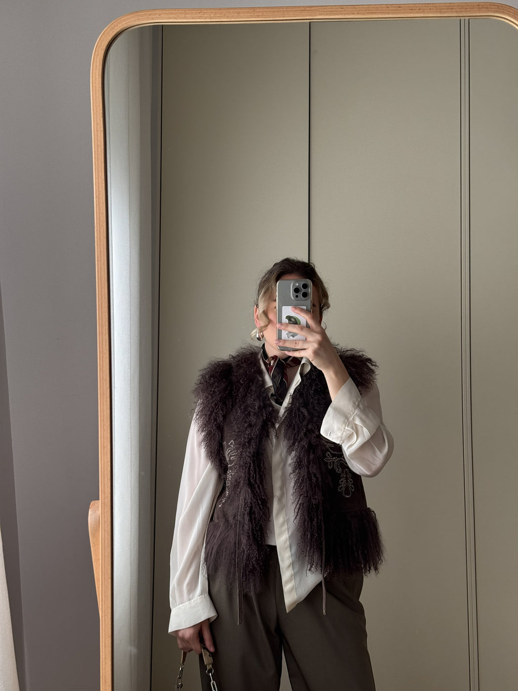 Mongolia and suede gilet