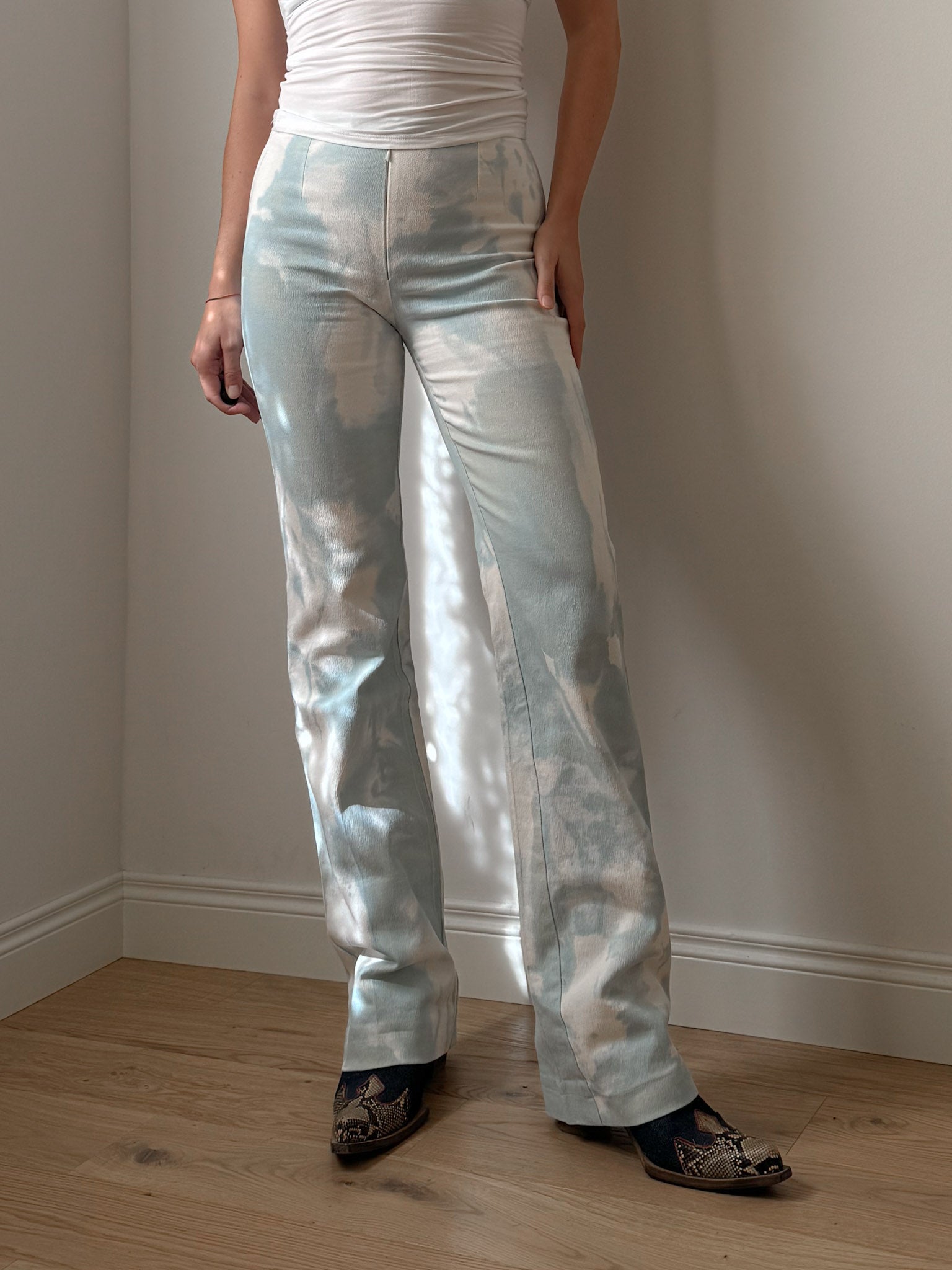 Cotton printed sky pants