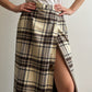 Pure wool tartan long skirt