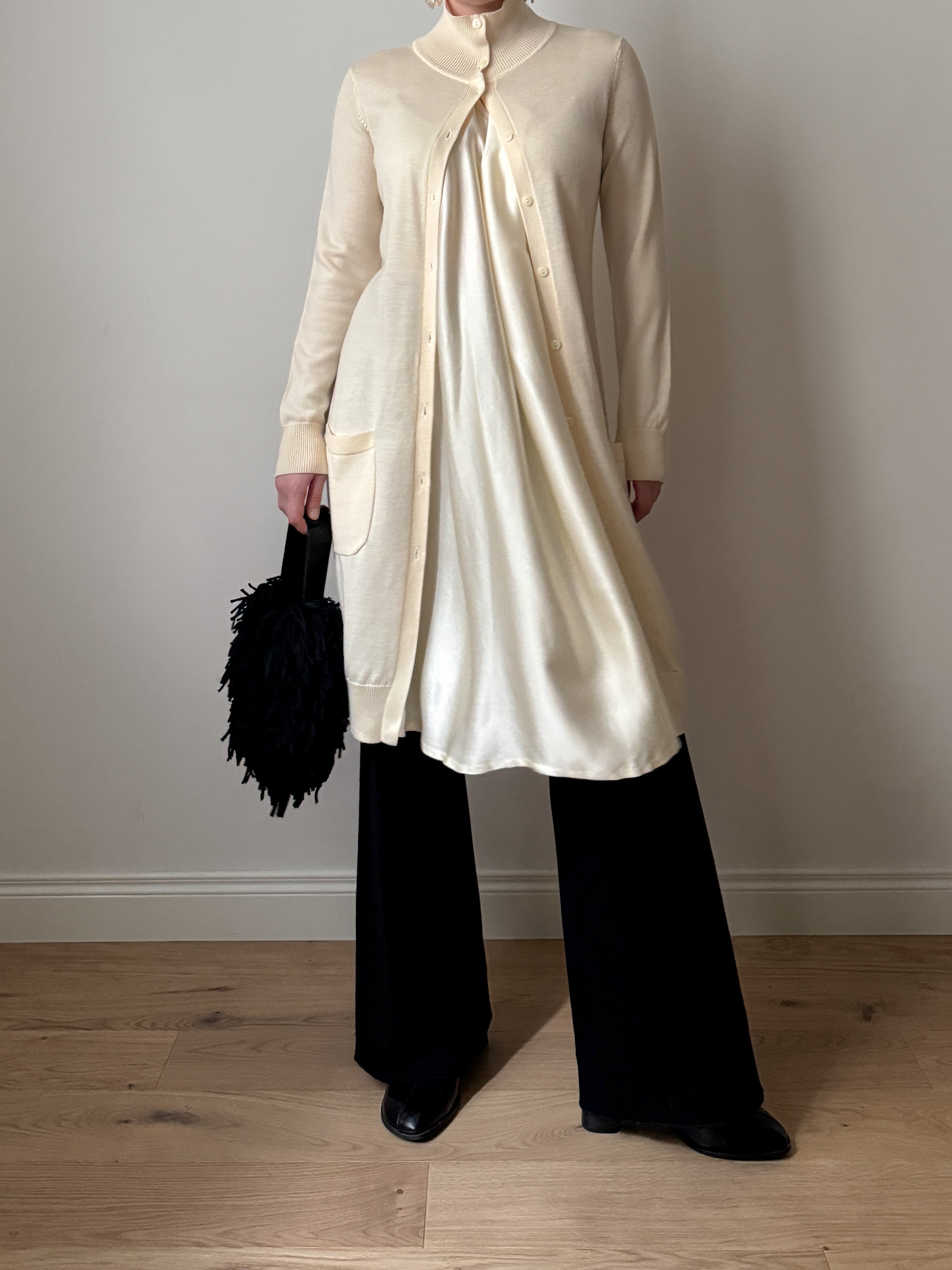 Roberto Cavalli Class wool and silk ivory dress