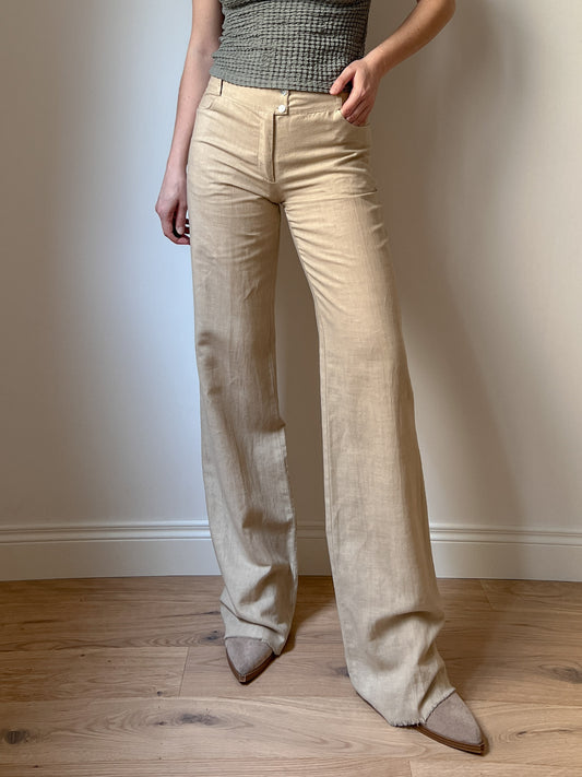 Linen and cotton beige pants