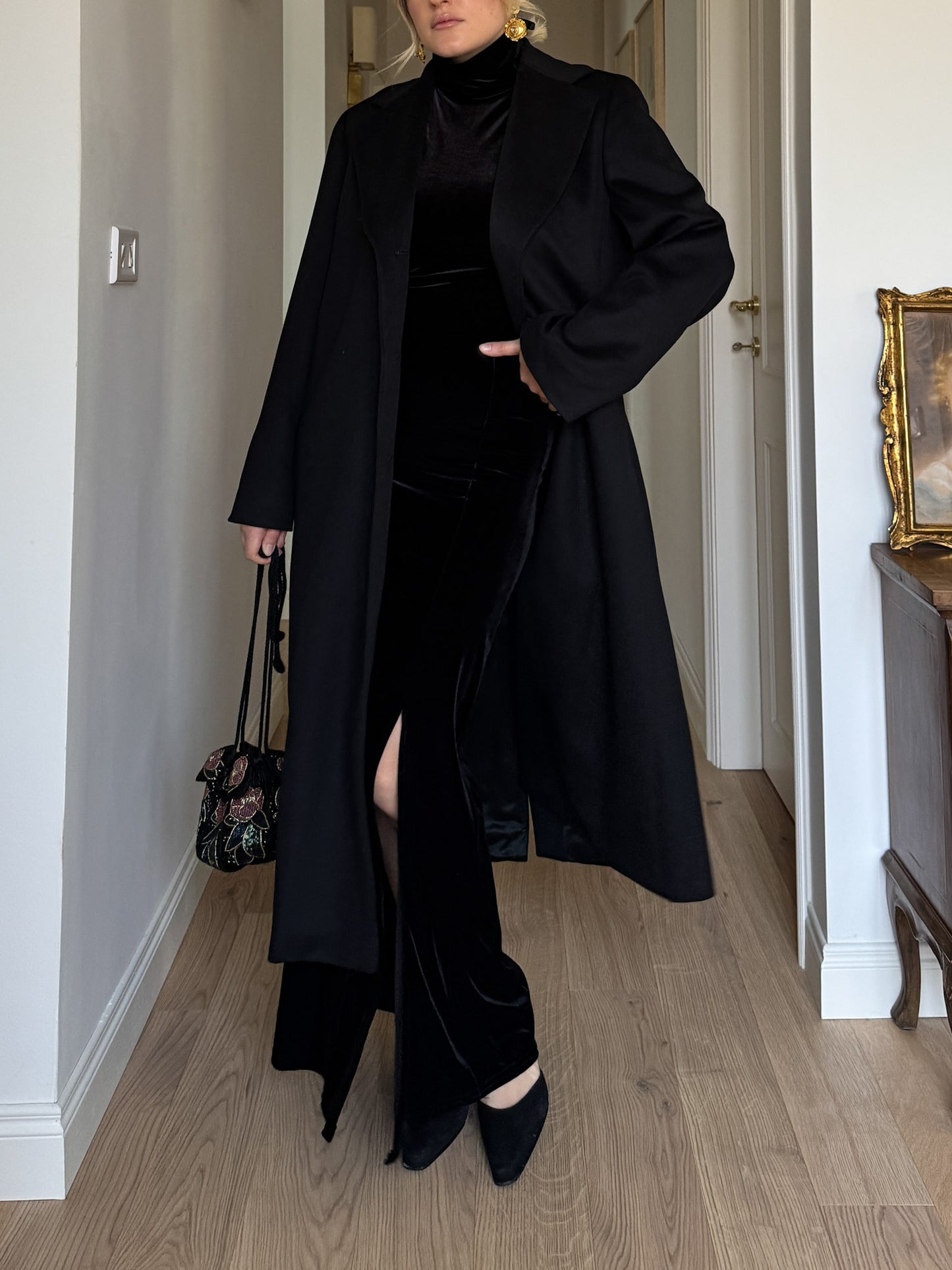 Virgin wool black coat