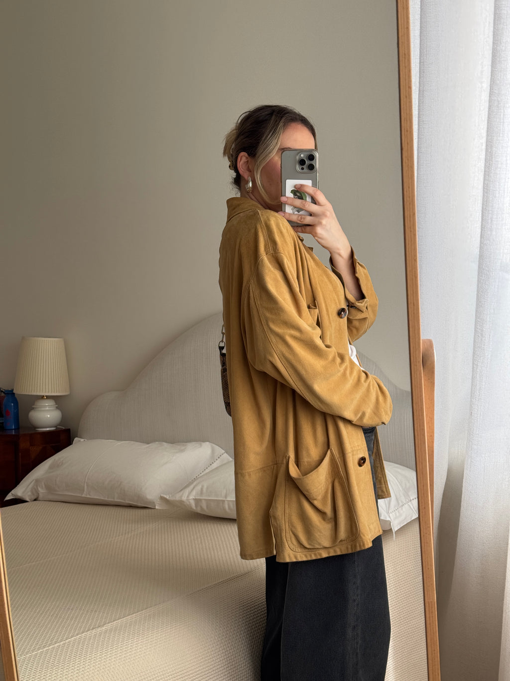 Real suede camel shirt