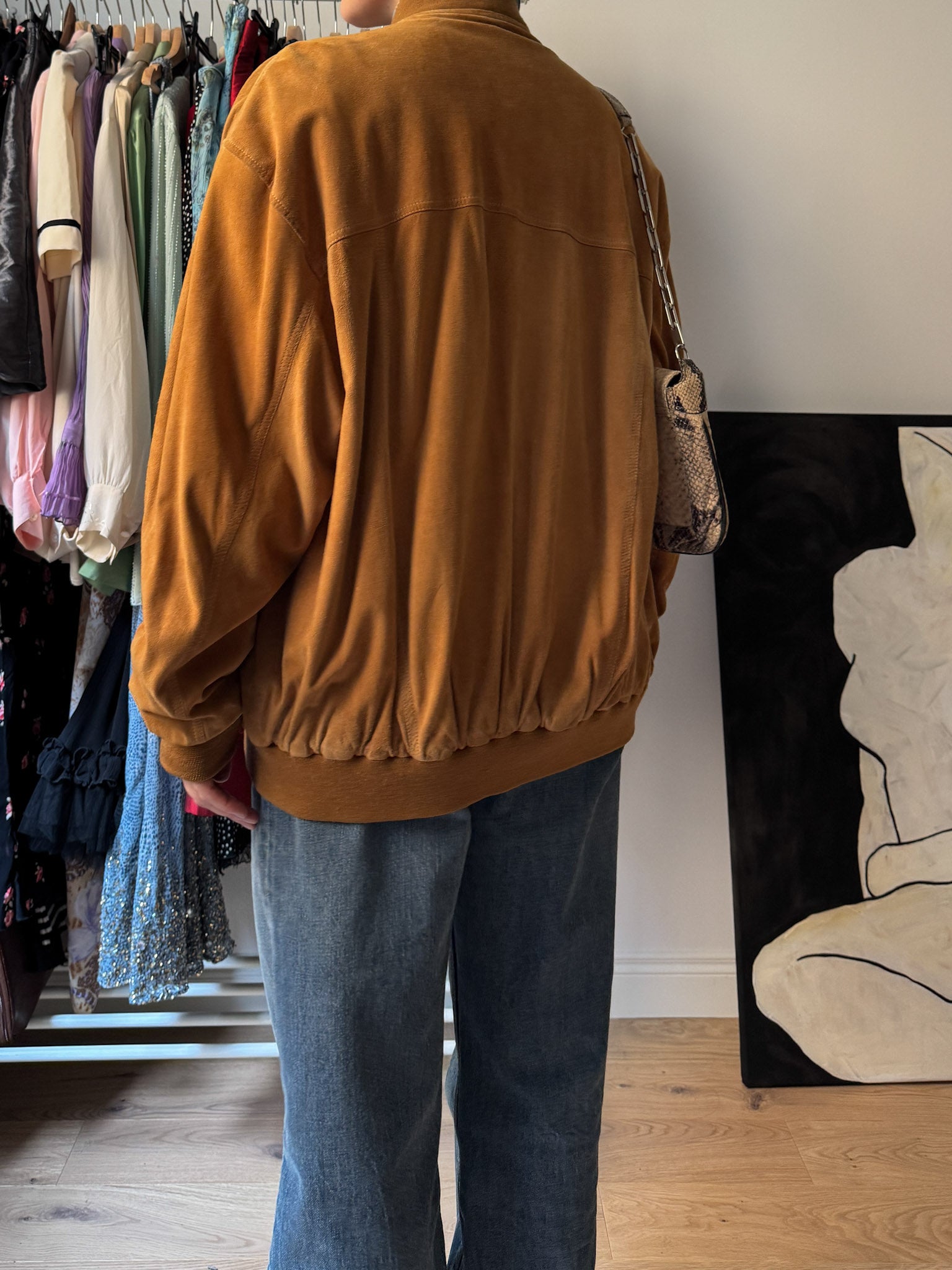 Real suede caramel bomber