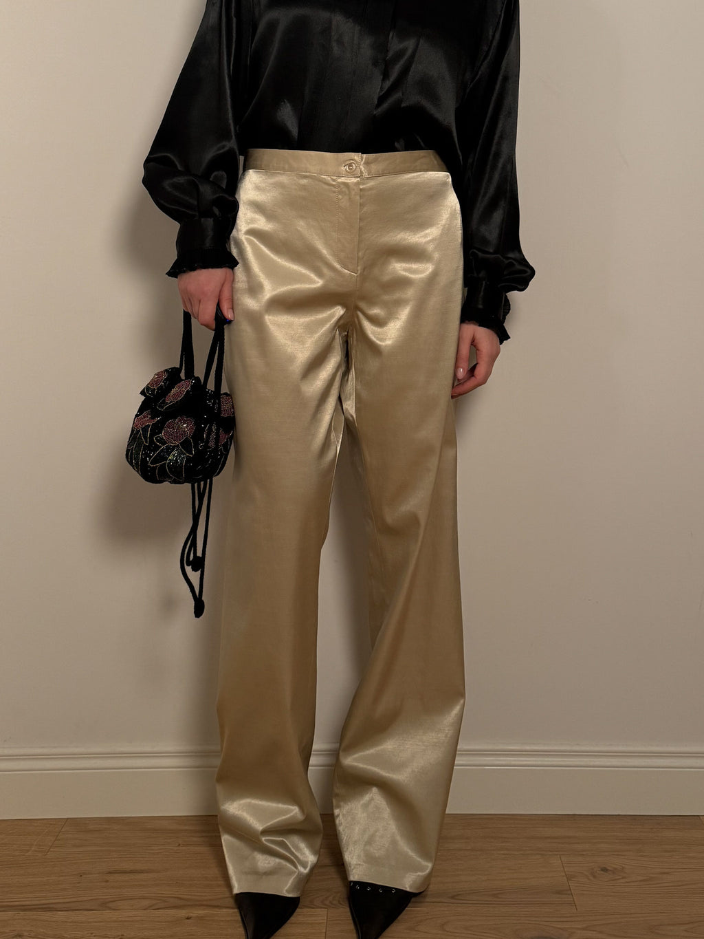 Viscose and cotton gold pants