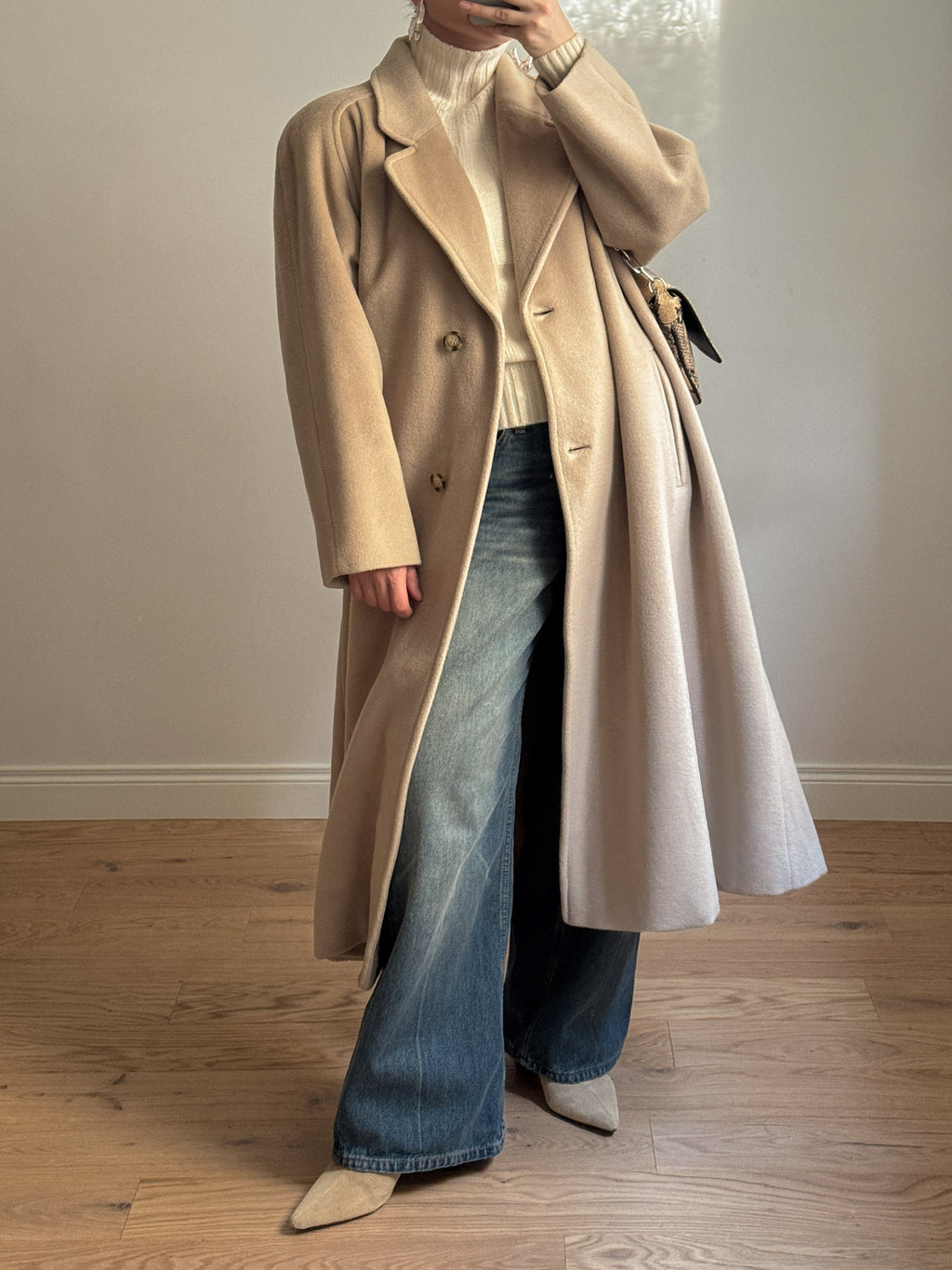 Pure virgin wool sand coat