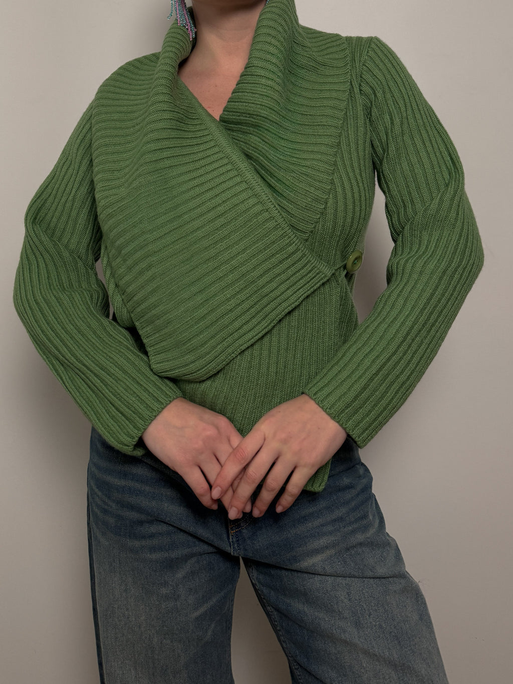 Pure wool green cardigan
