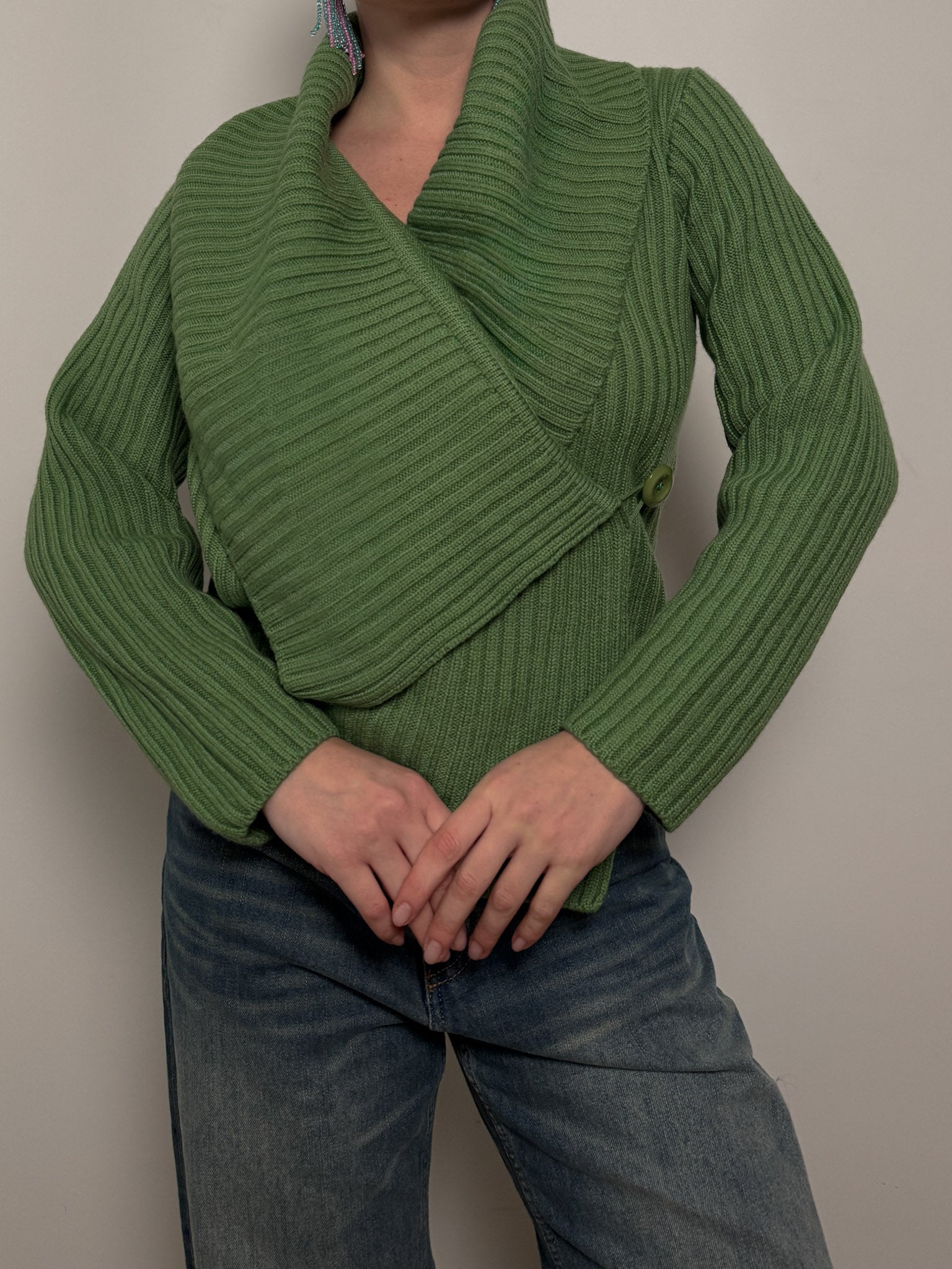 Pure wool green cardigan