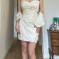 Pure silk ivory mini dress