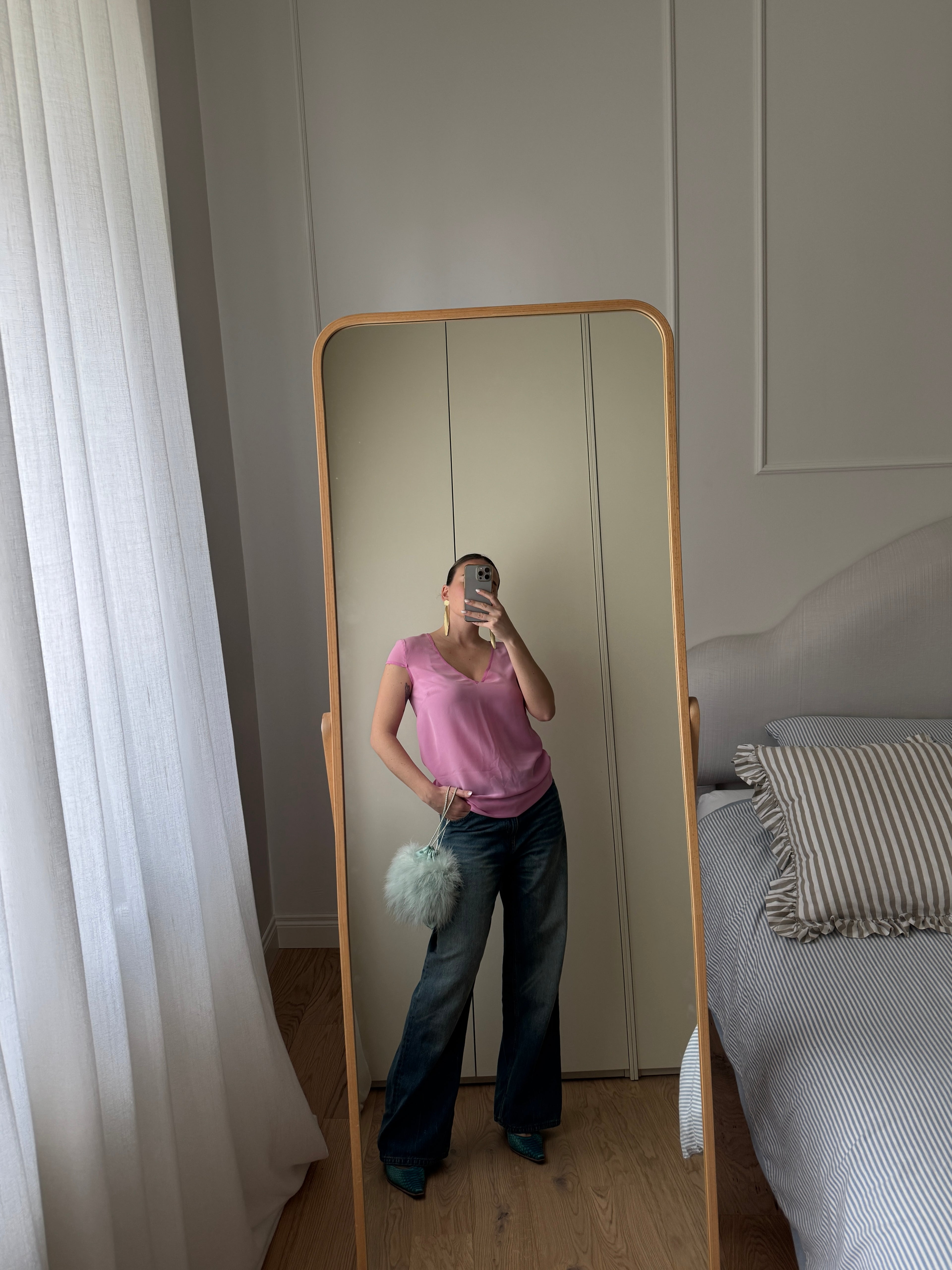 Top in pura seta rosa