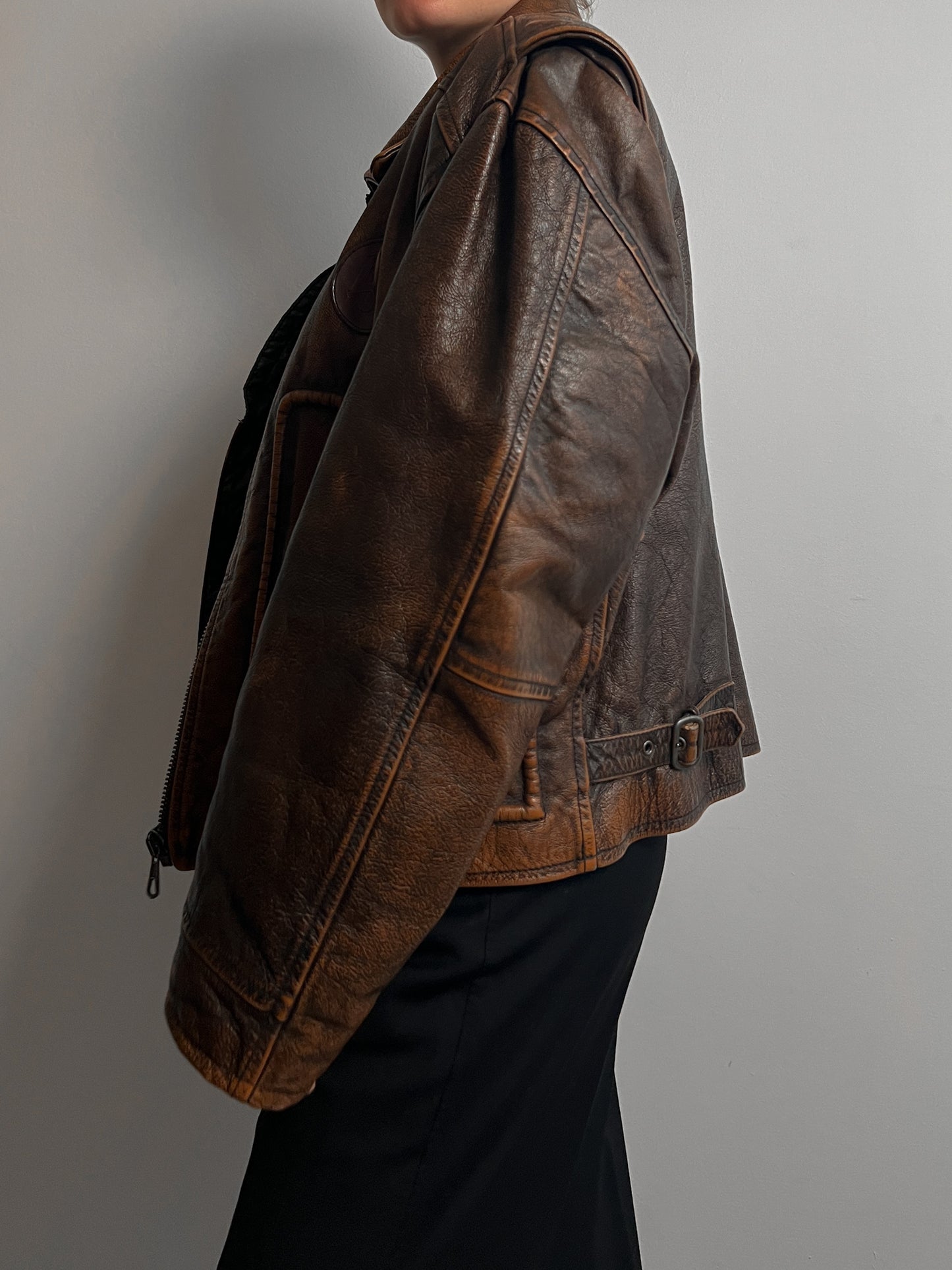 Genuine leather biker jacket