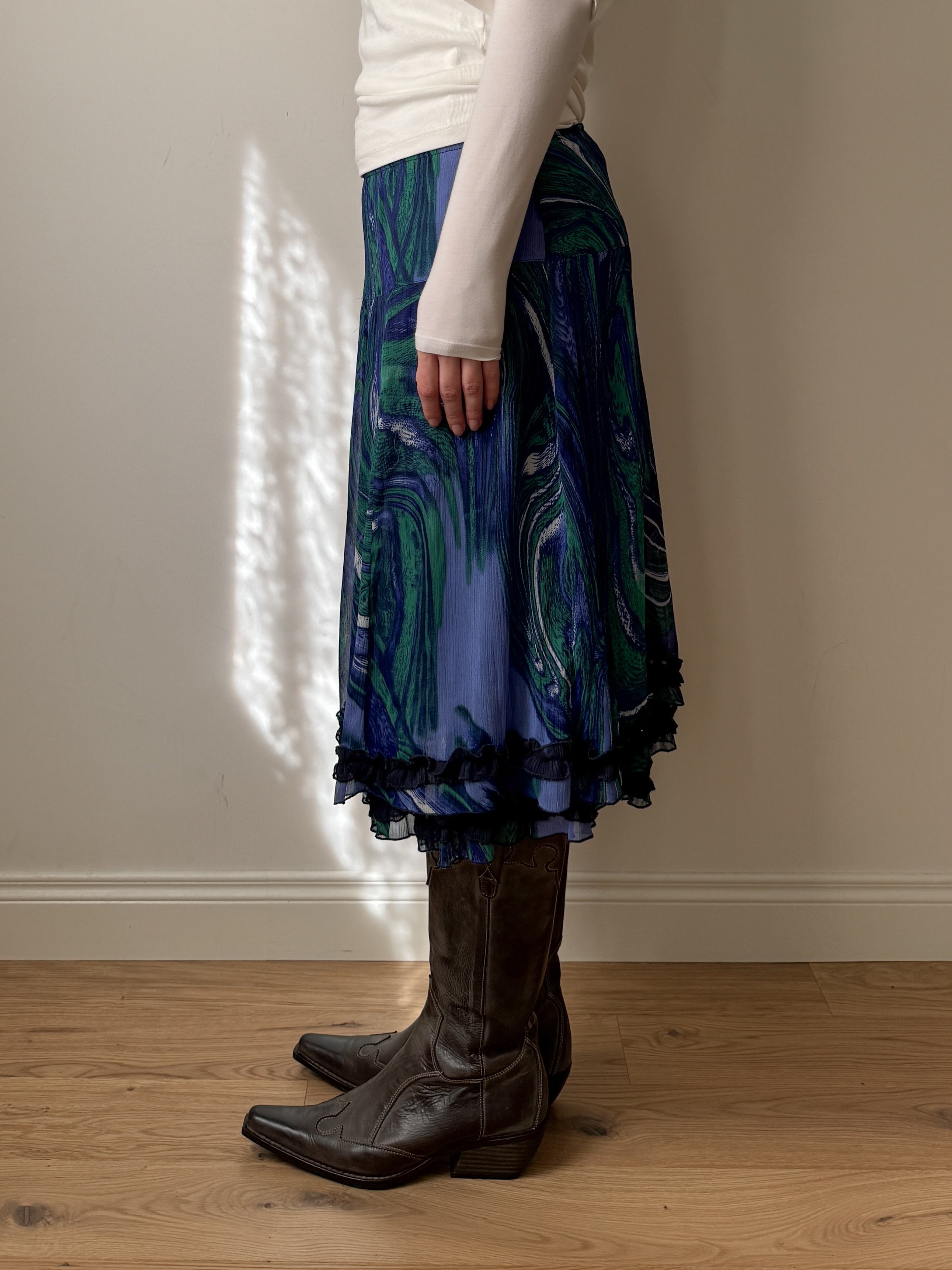 Pure viscose printed skirt