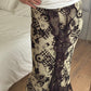 Rouches brown and sand long skirt