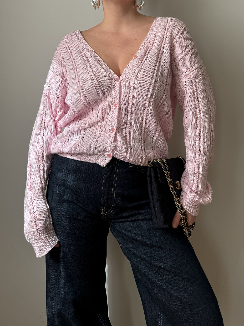 Pure cotton pink cardigan