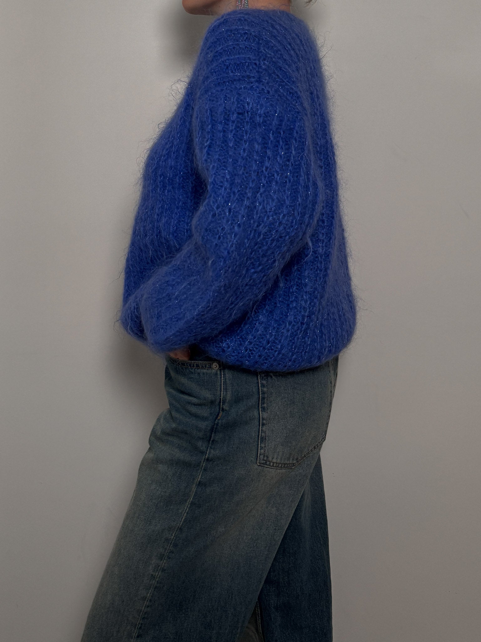 Mohair and wool blue cardigan