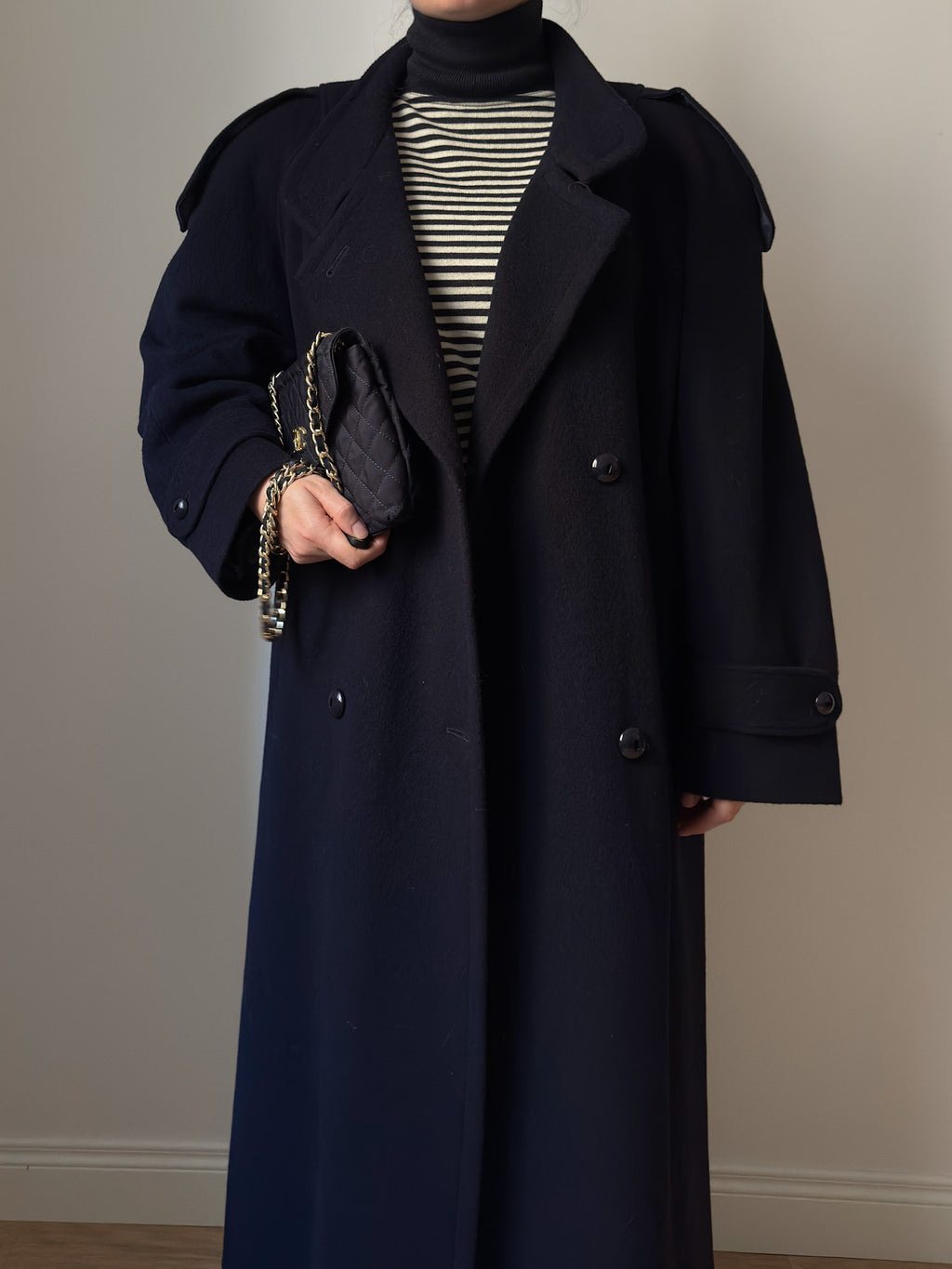 Wool and lambswool blue coat