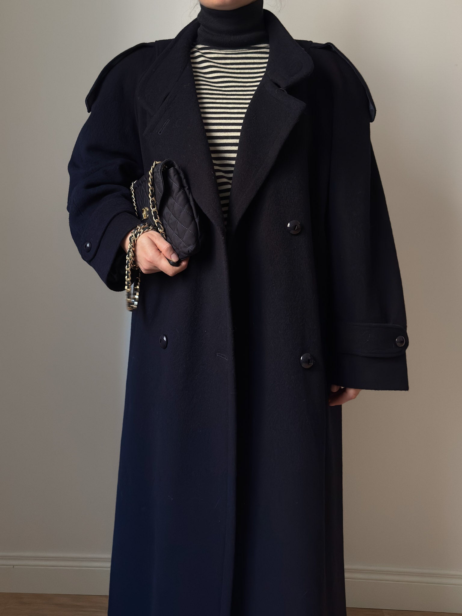 Wool and lambswool blue coat
