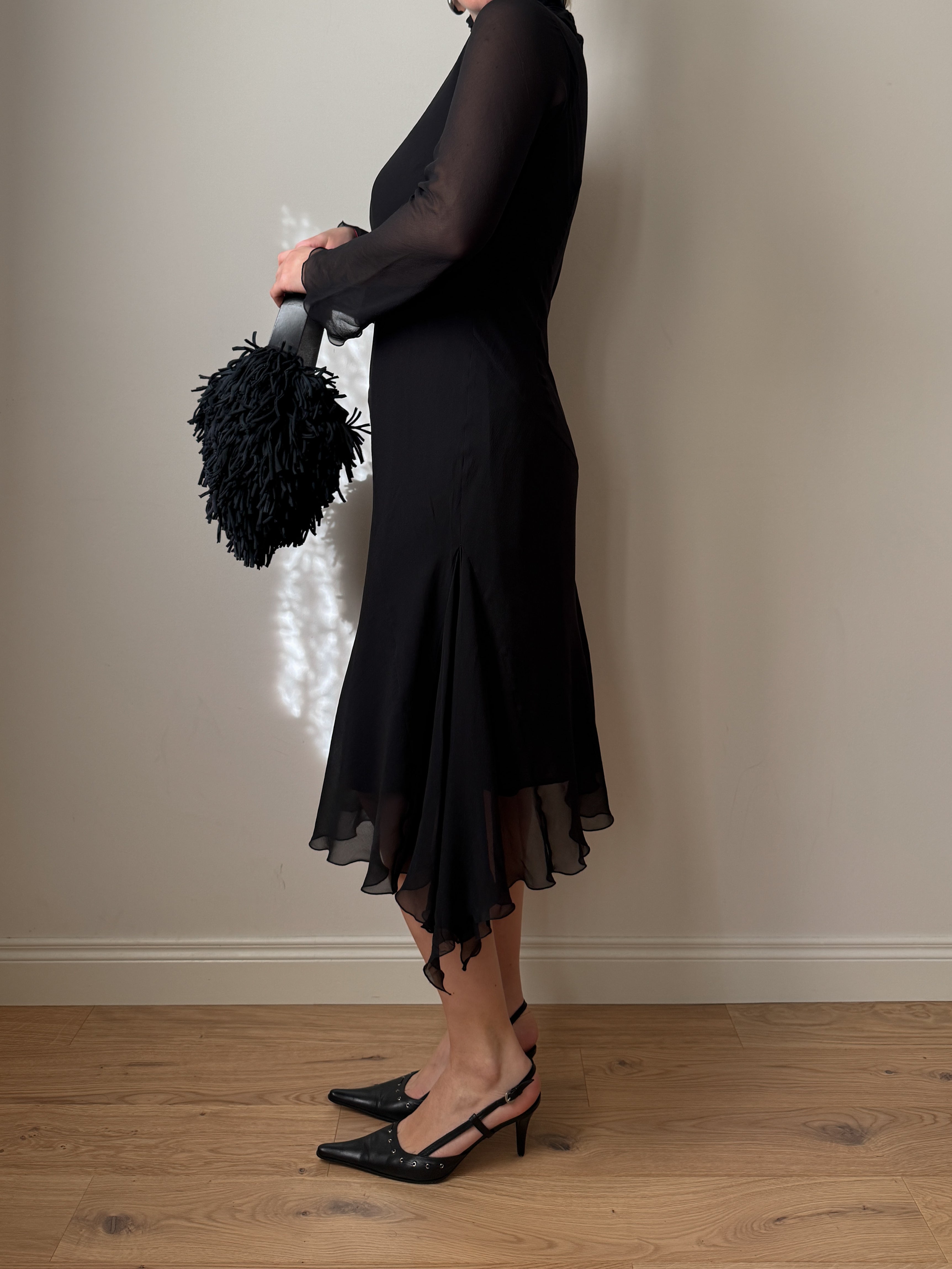 Pure silk black dress