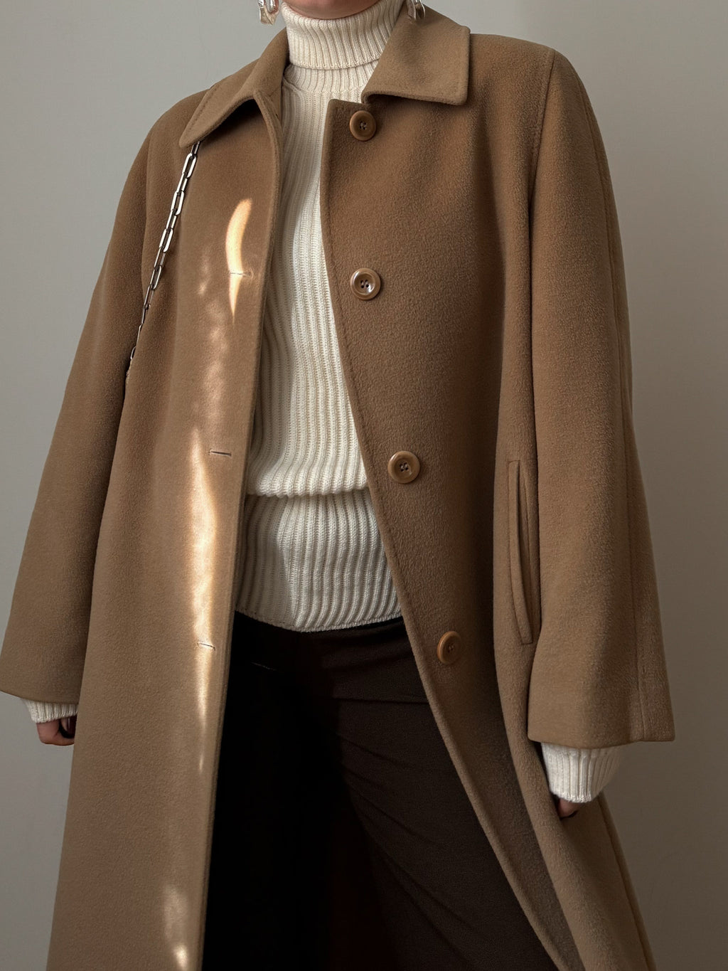 Pure wool camel long coat