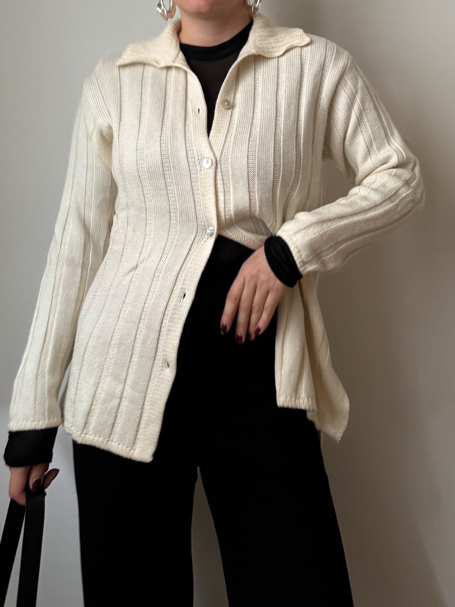 Pure merino wool ivory cardigan