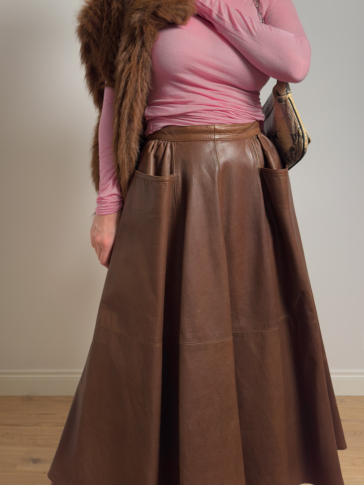 Real leather rust skirt