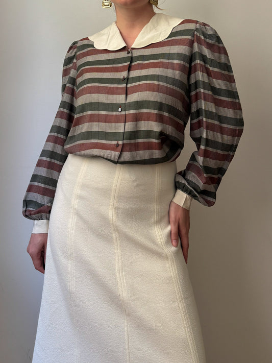 Pure silk maxi collar bouse