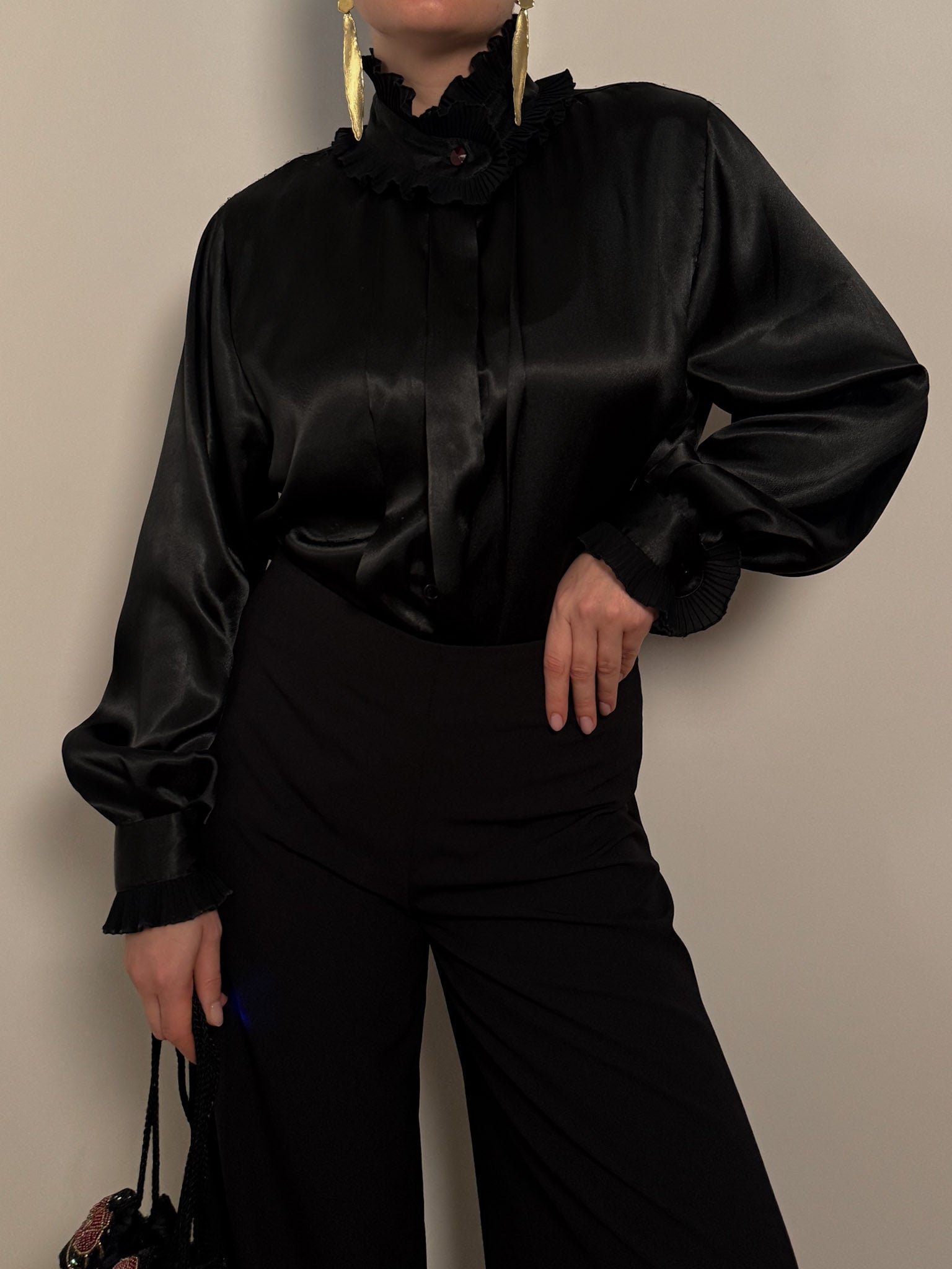 Satin effect black blouse