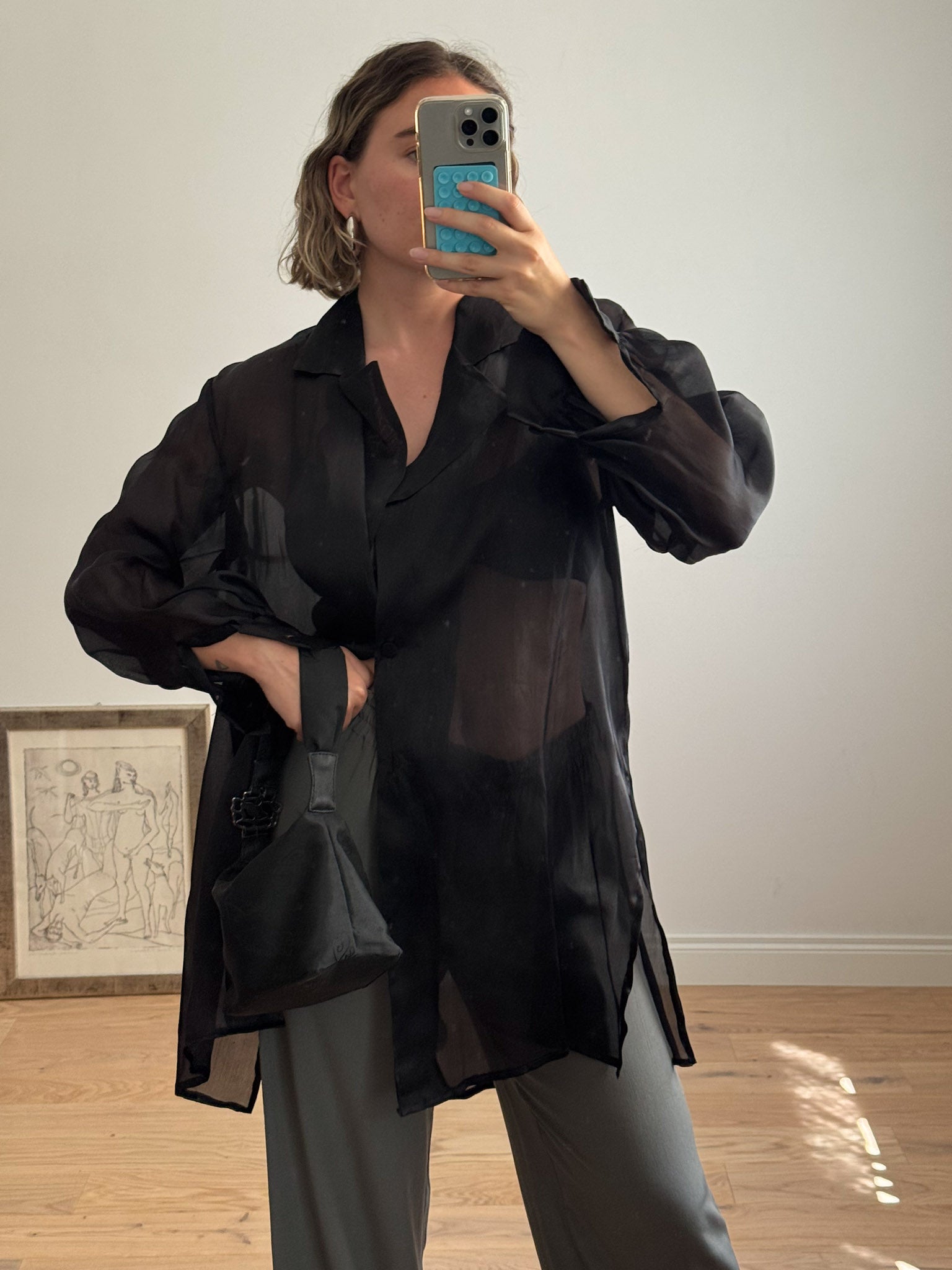 Pure silk black shirt