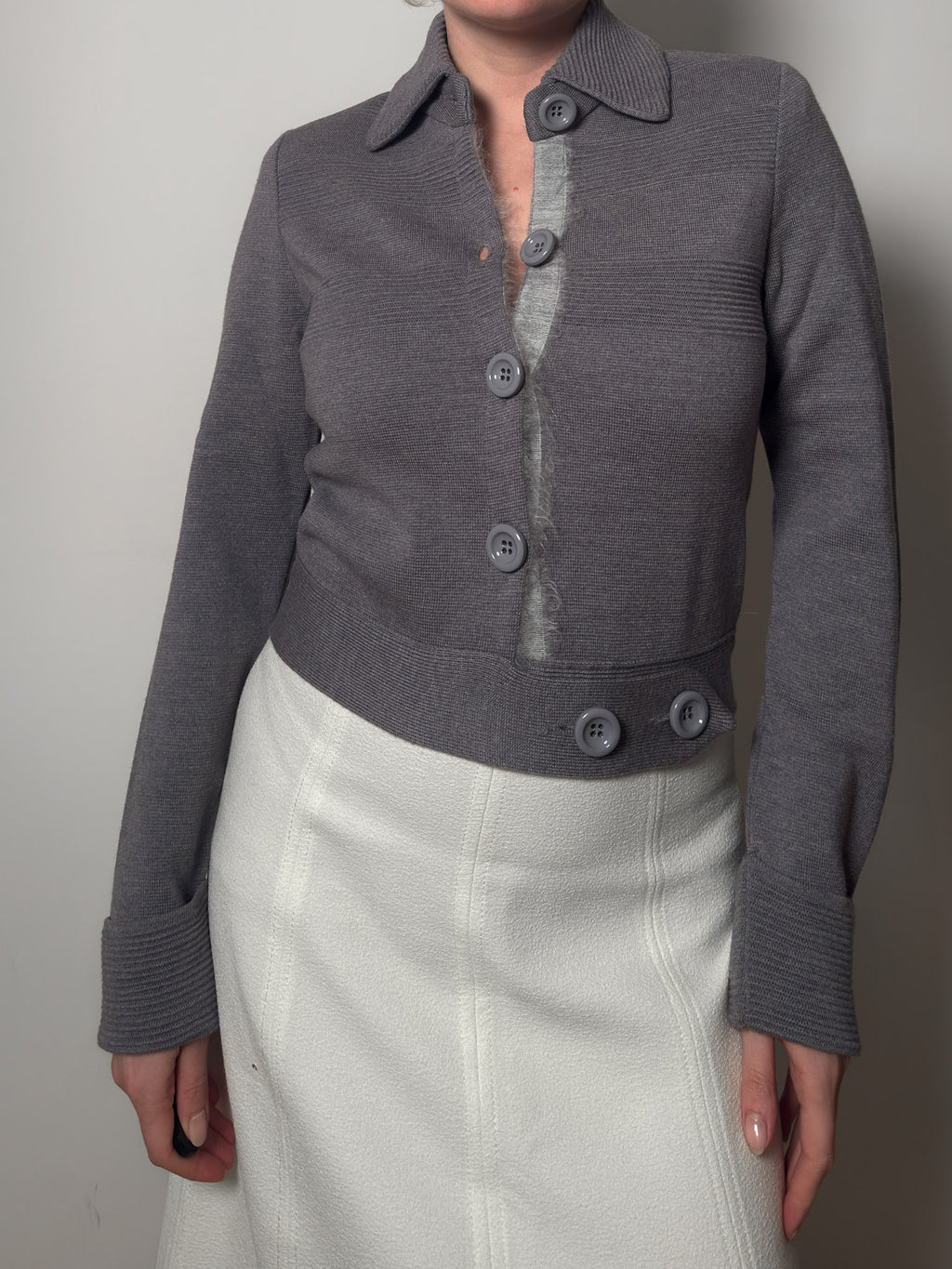 Pure merino wool grey cardigan