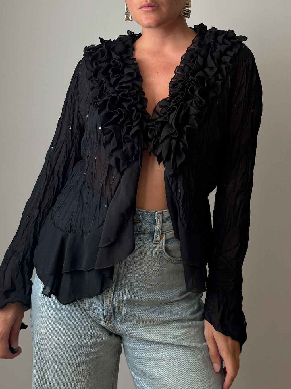 Silk and viscose black blouse