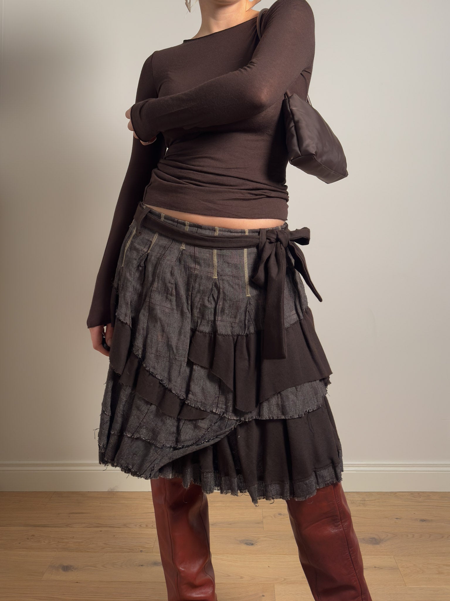 Cotton and wool brown skirt
