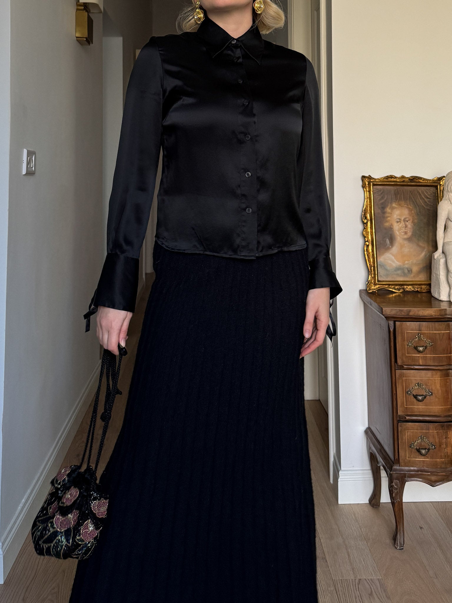 Pure silk black shirt