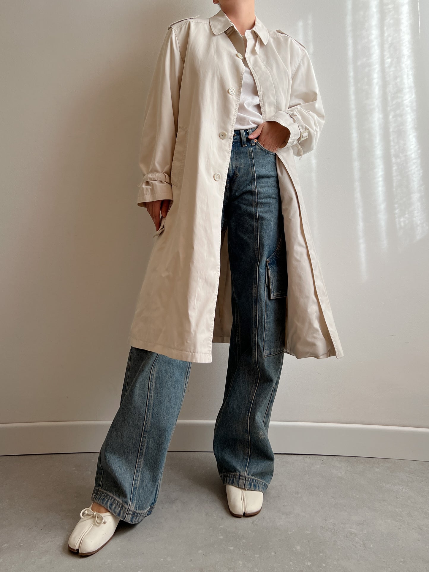 Classic ice long trench coat