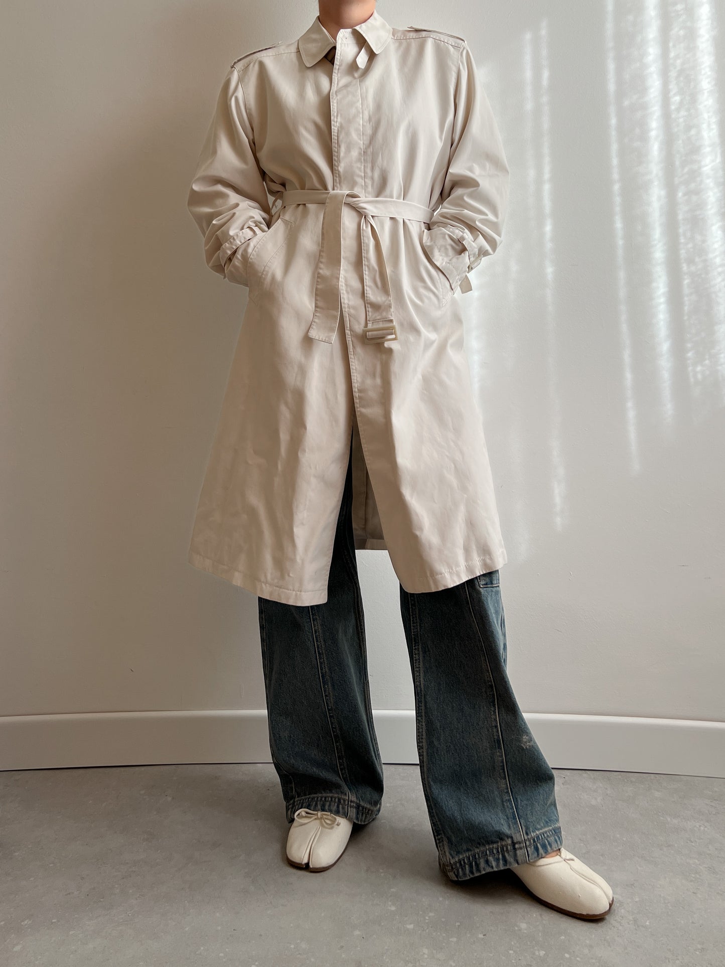 Classic ice long trench coat