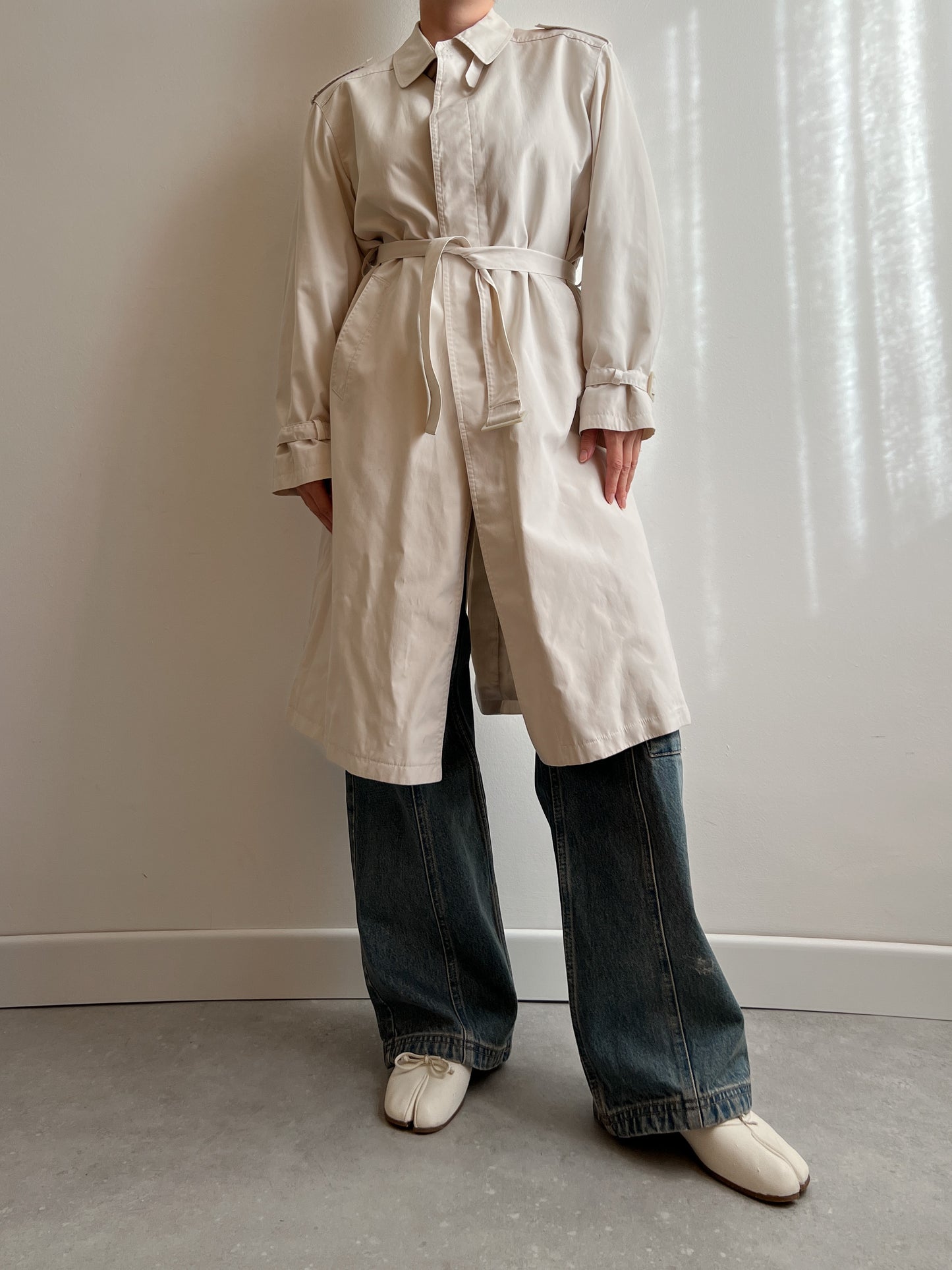 Classic ice long trench coat