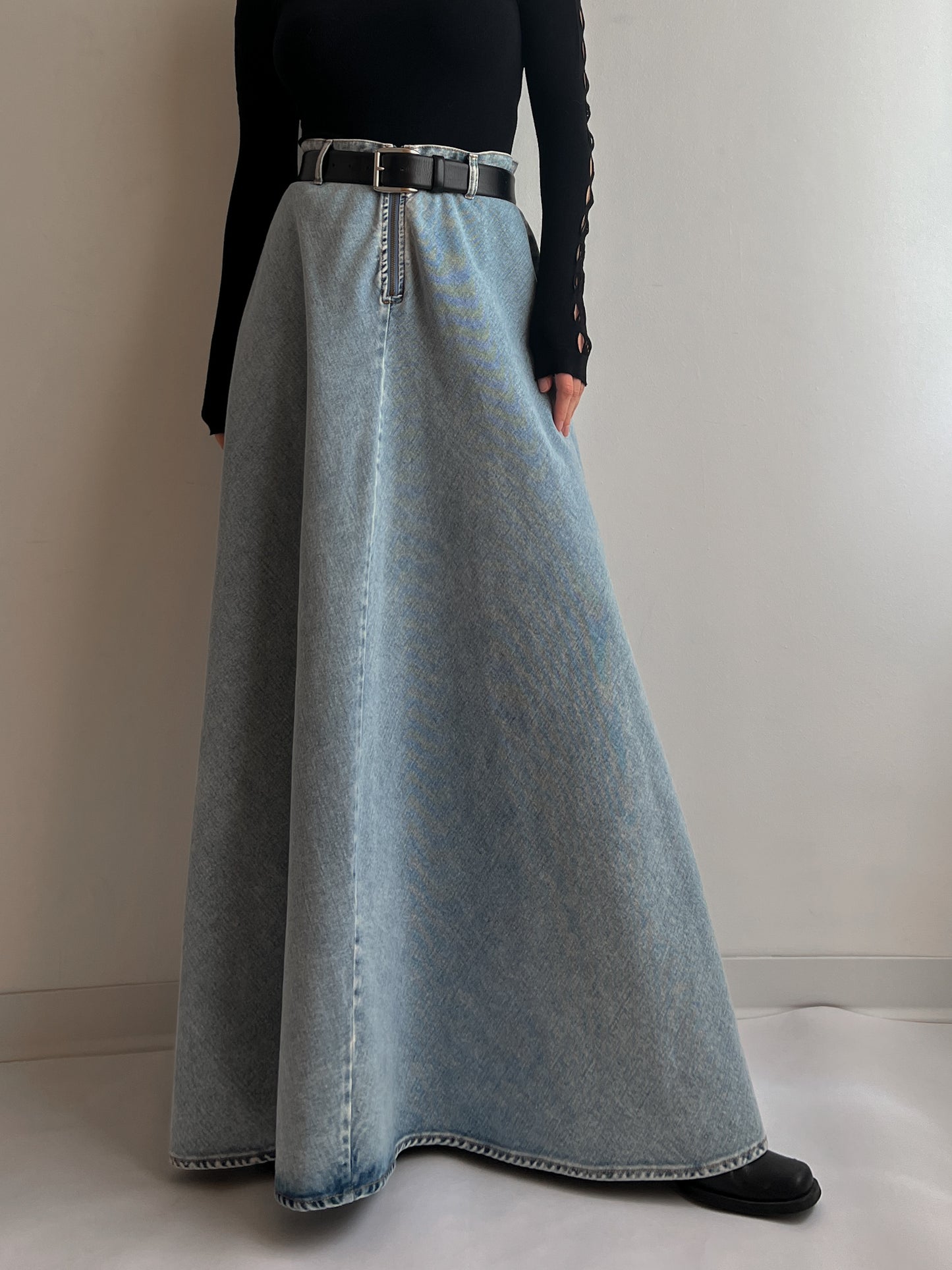 Denim extra long skirt