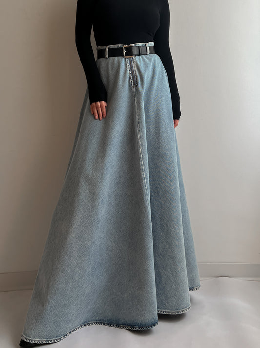 Denim extra long skirt