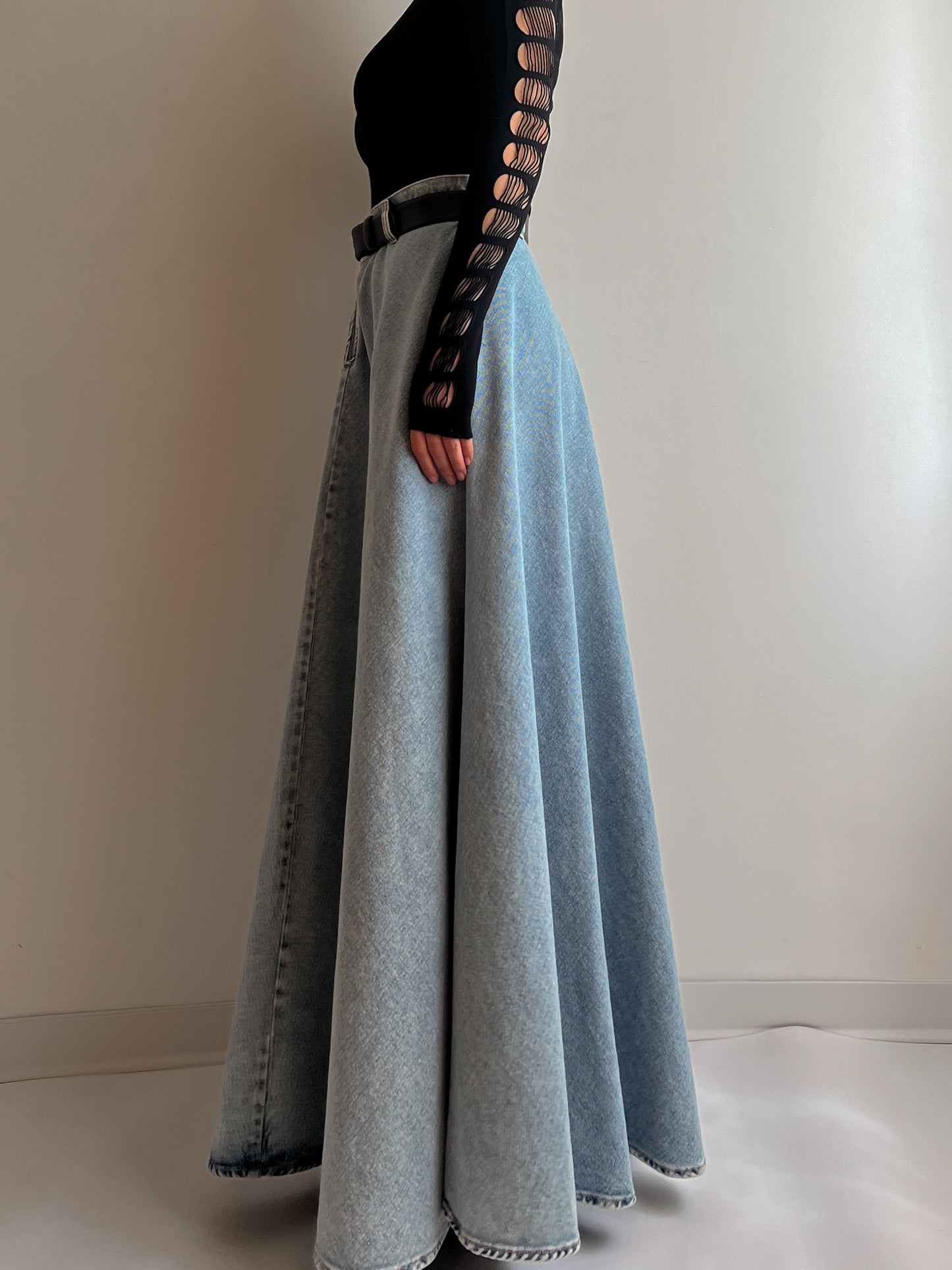 Denim extra long skirt