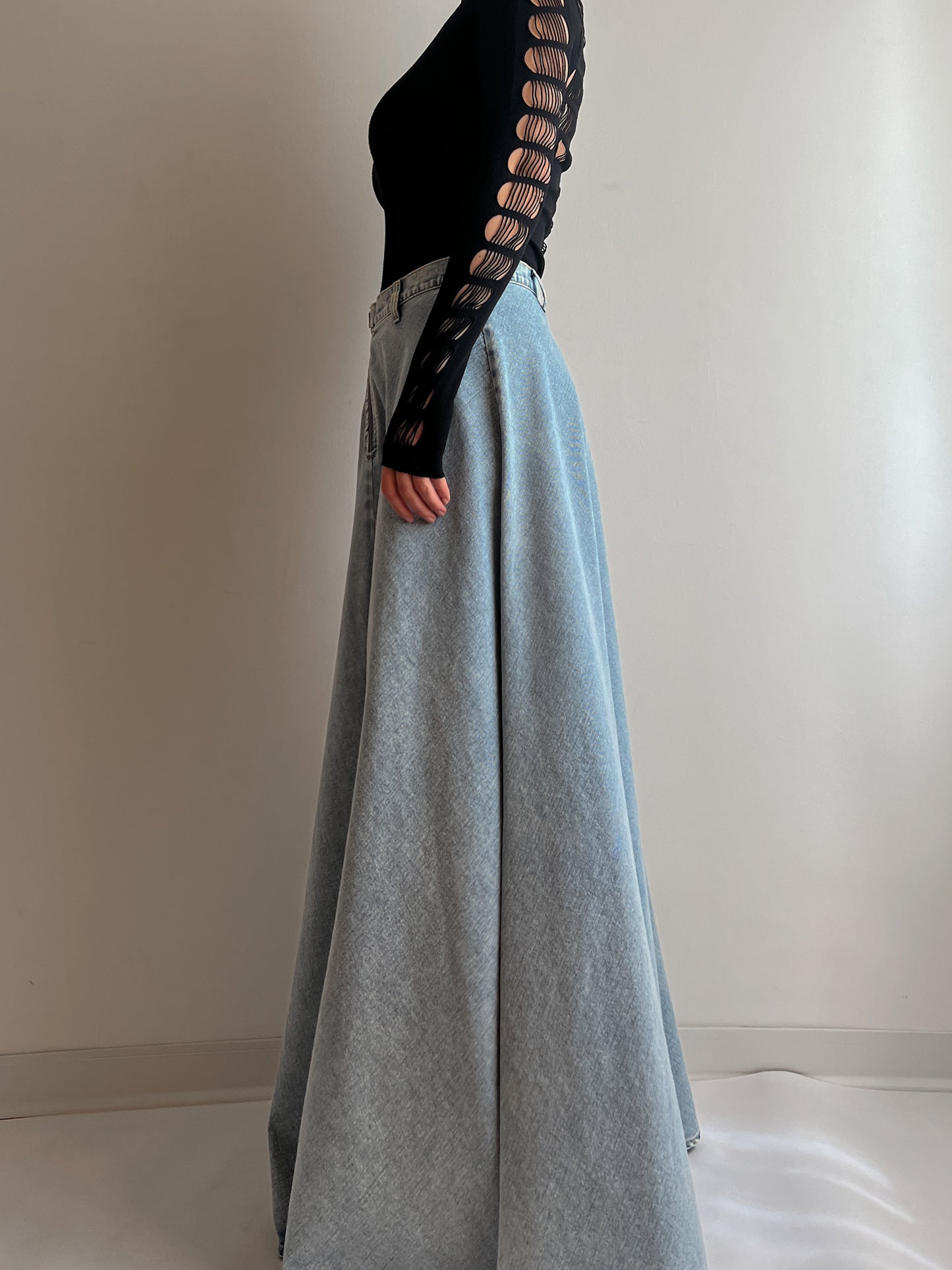 Denim extra long skirt