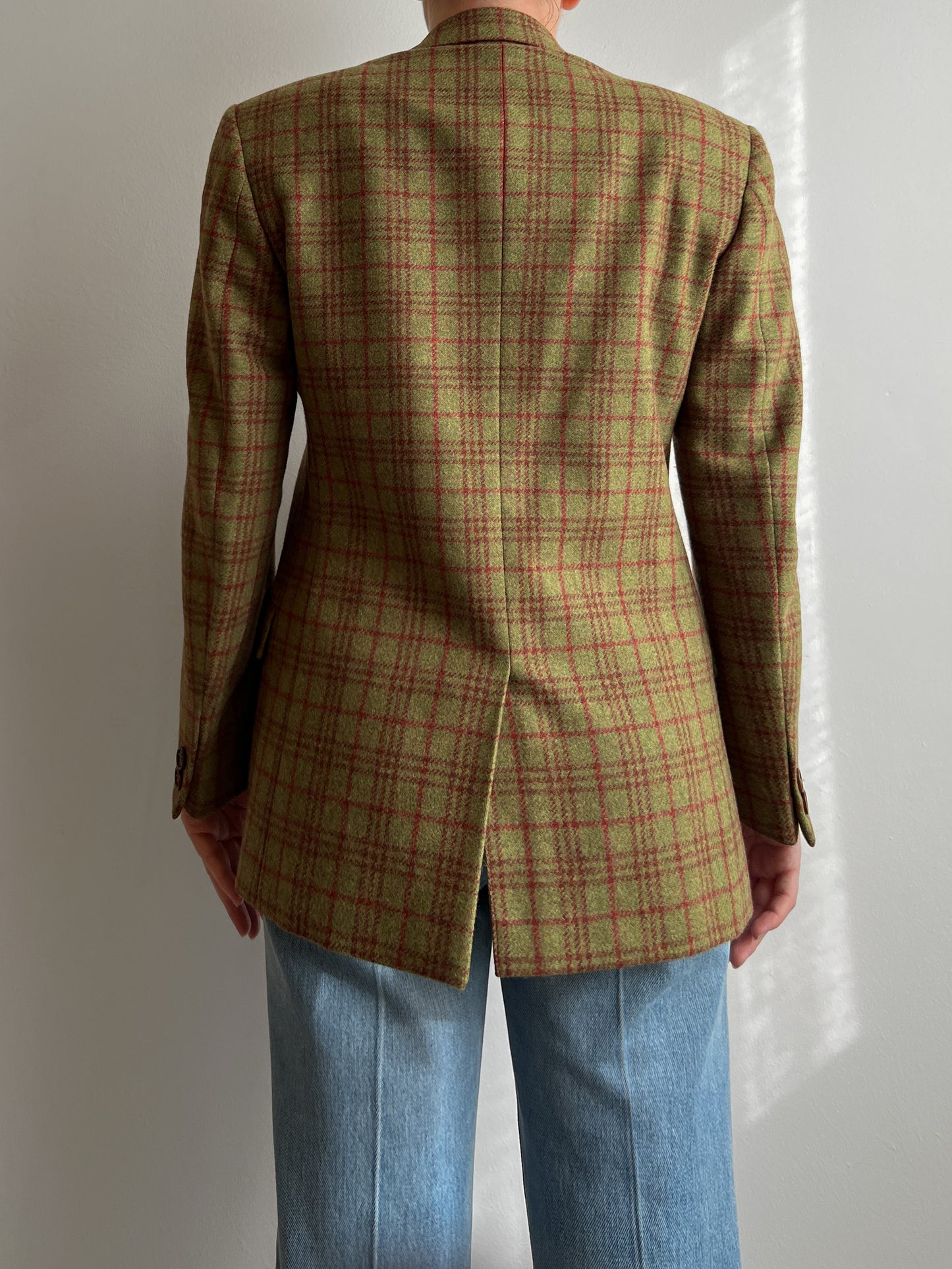 Pure virgin wool checked blazer