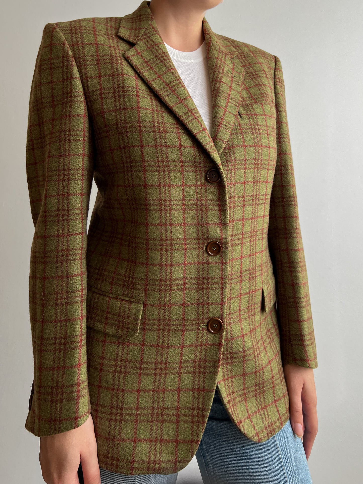 Pure virgin wool checked blazer