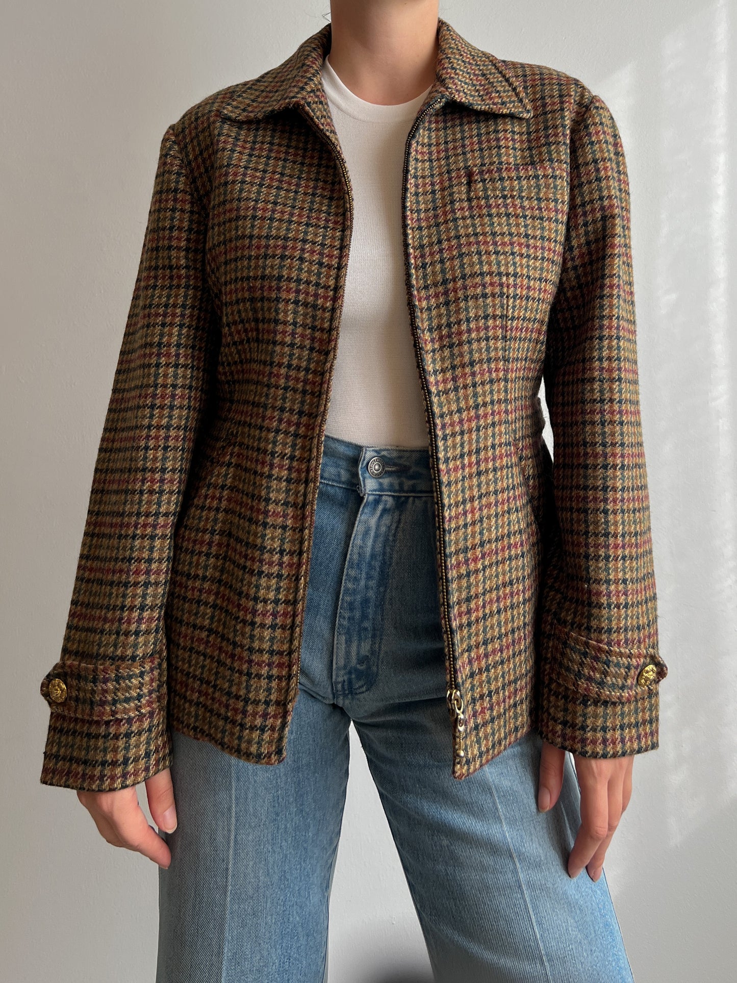 Pure wool checked jacket