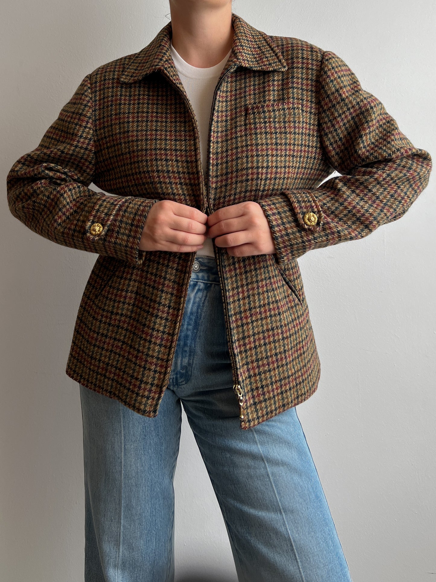 Pure wool checked jacket