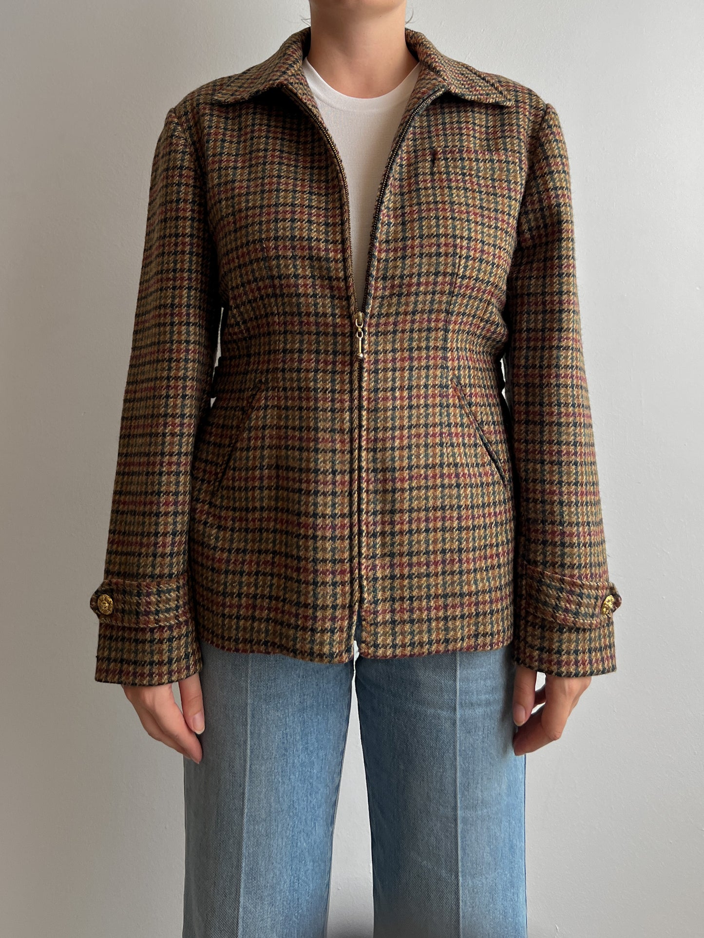 Pure wool checked jacket