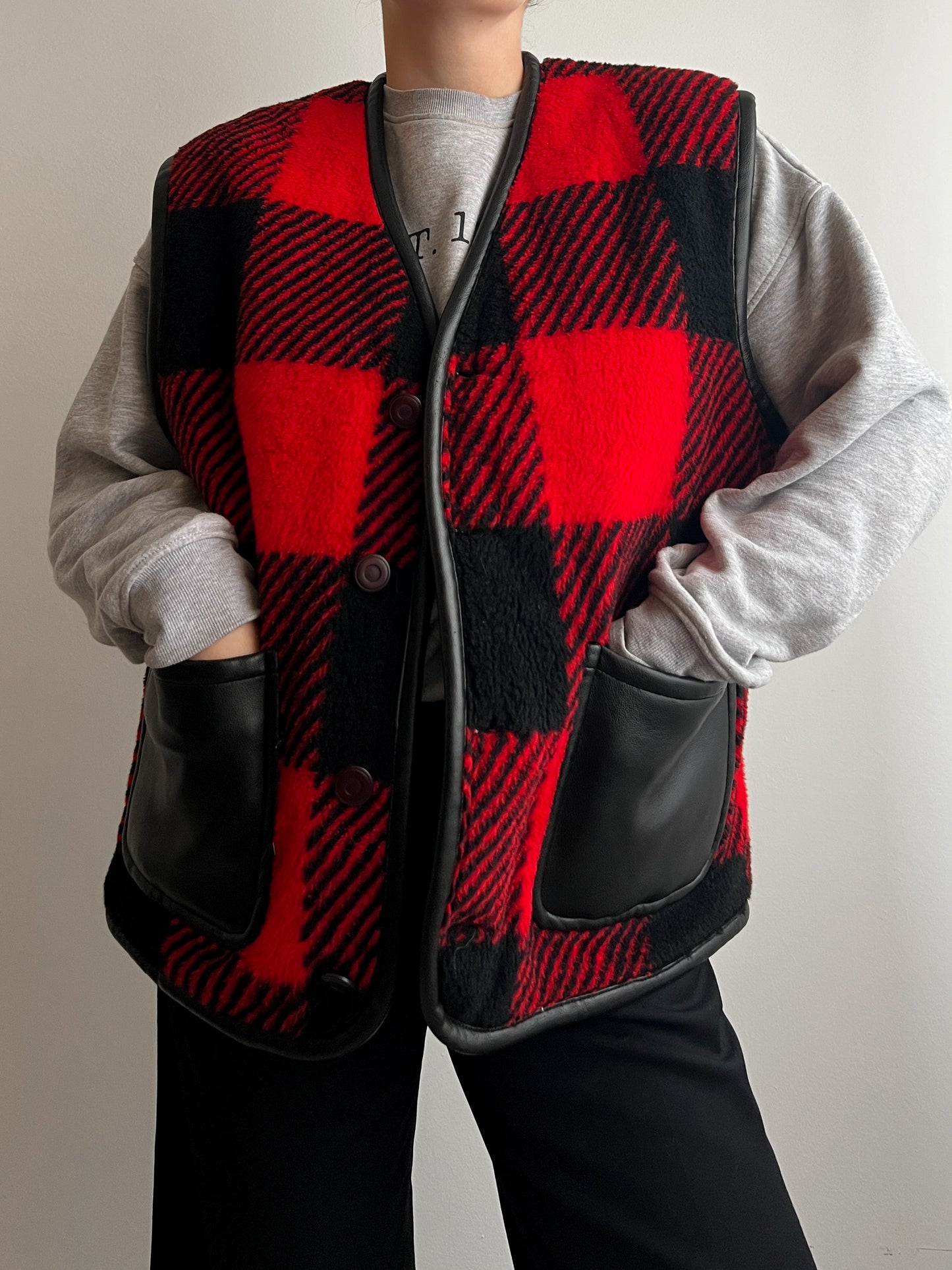 Teddy check gilet