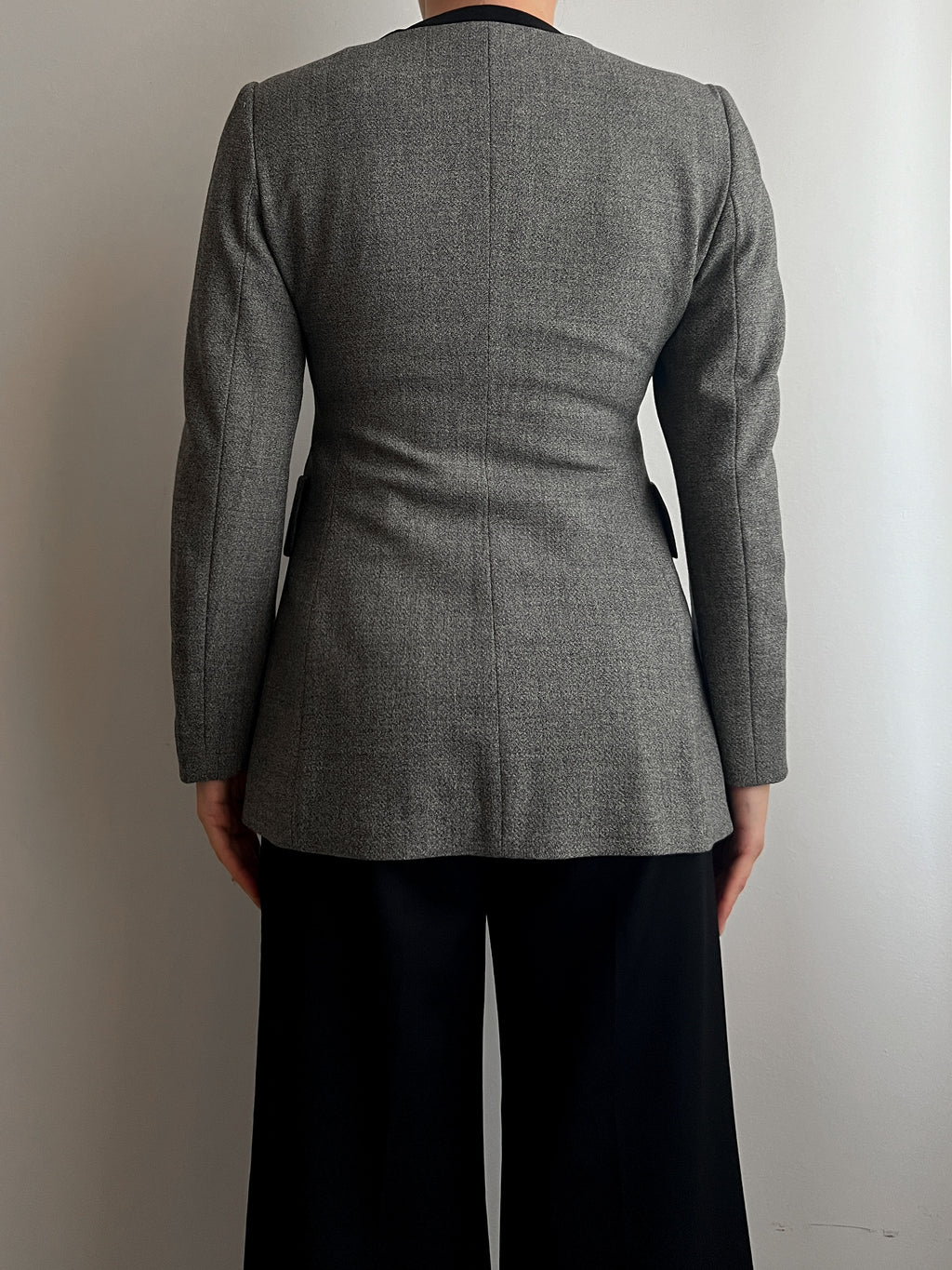 Virgin wool and velvet zipped blazer